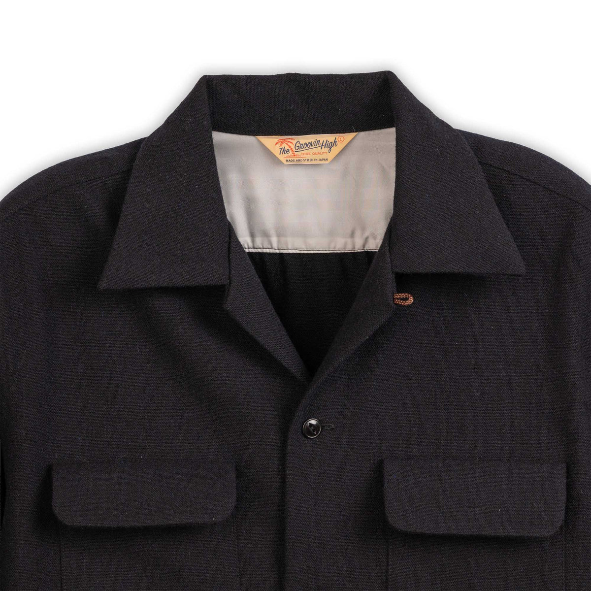 The Groovin High 1950s Long-Sleeve Wool Shirt Black-Shirt-Clutch Cafe