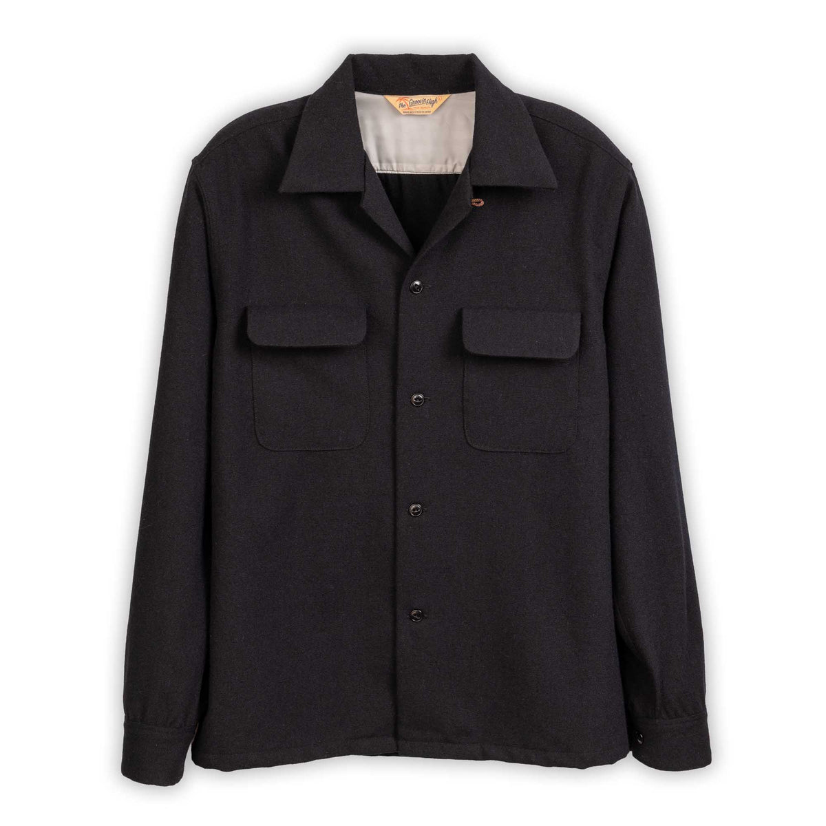 The Groovin High 1950s Long-Sleeve Wool Shirt Black-Shirt-Clutch Cafe