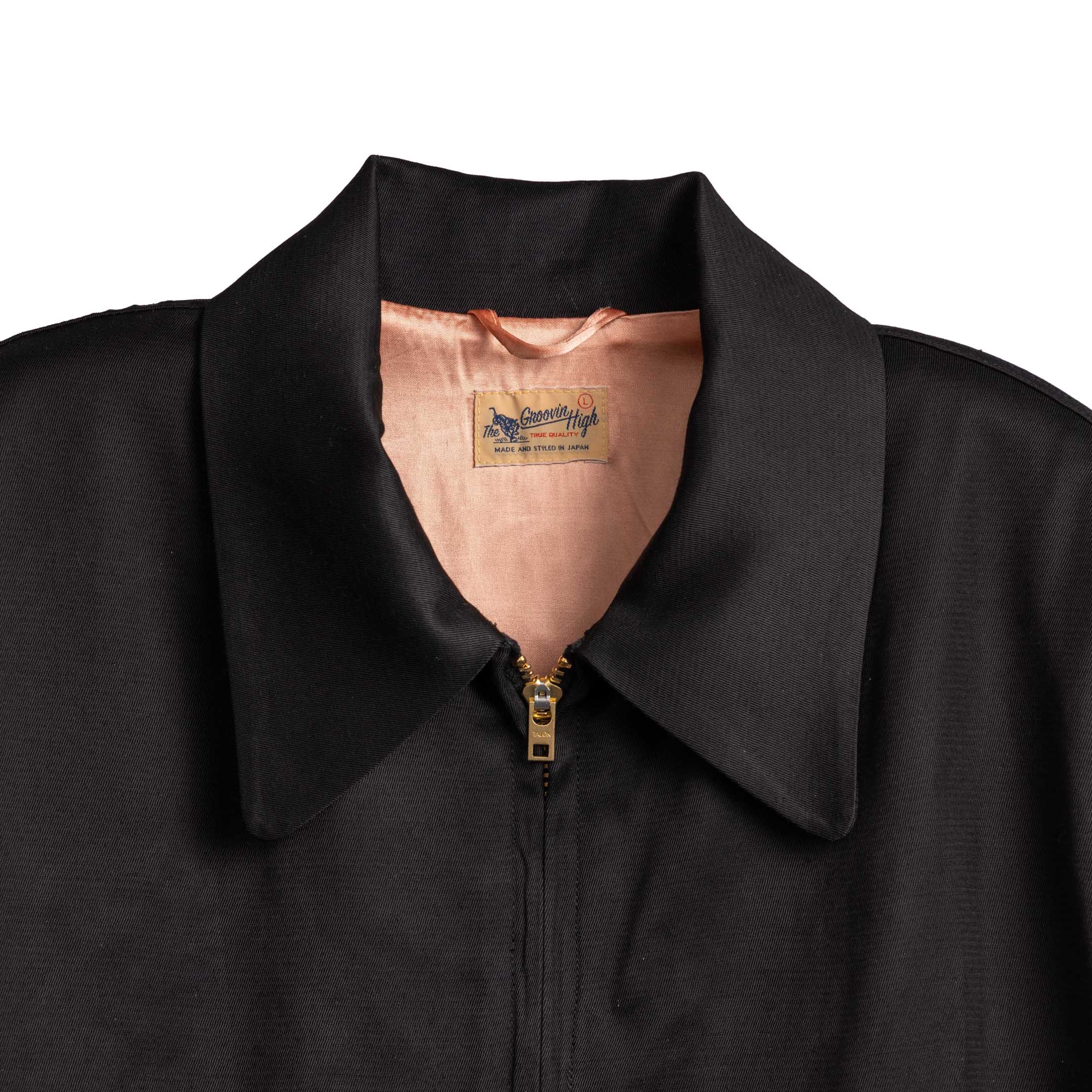 The Groovin High 1950s Rayon Drizzler Jacket Black-Jacket-Clutch Cafe