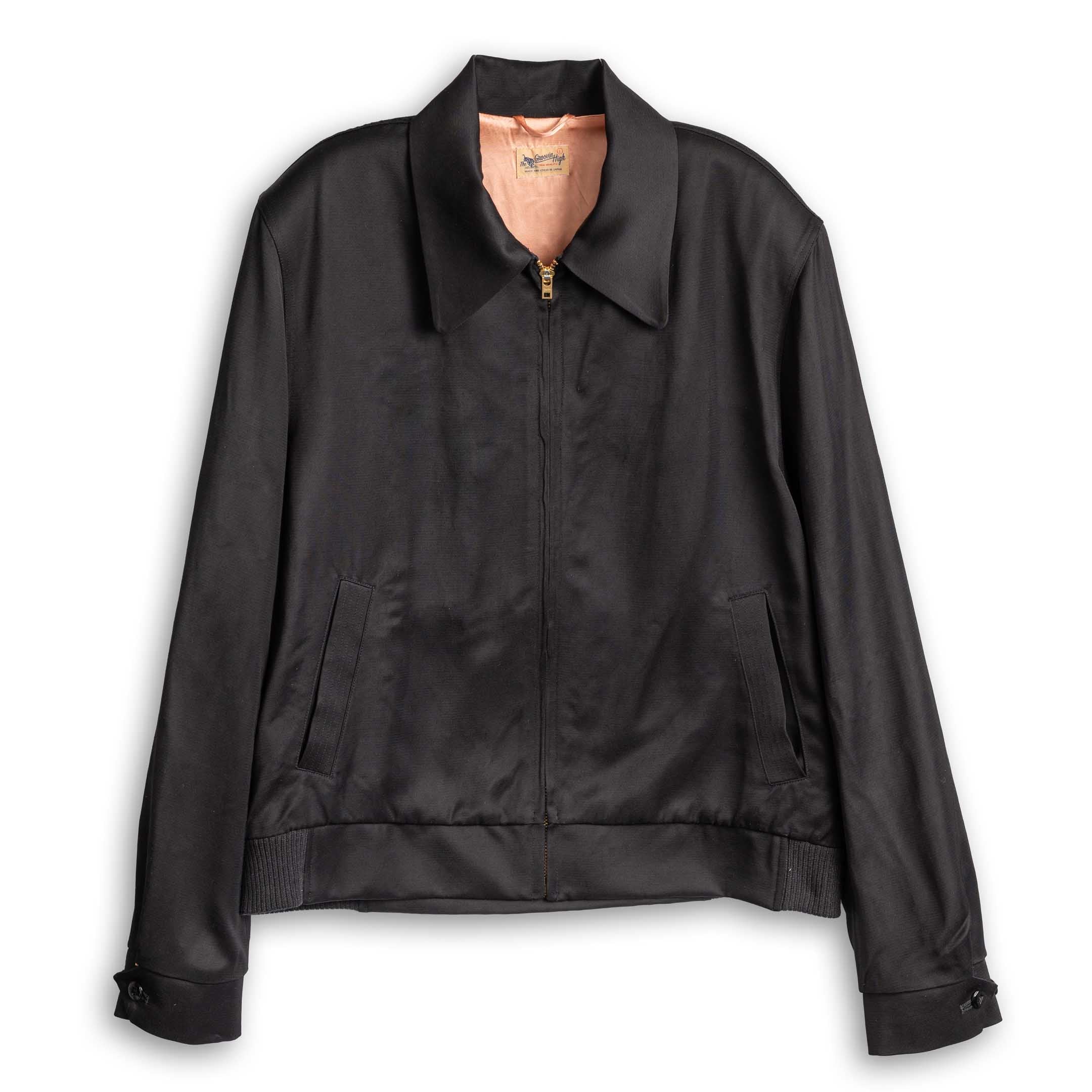 The Groovin High 1950s Rayon Drizzler Jacket Black-Jacket-Clutch Cafe