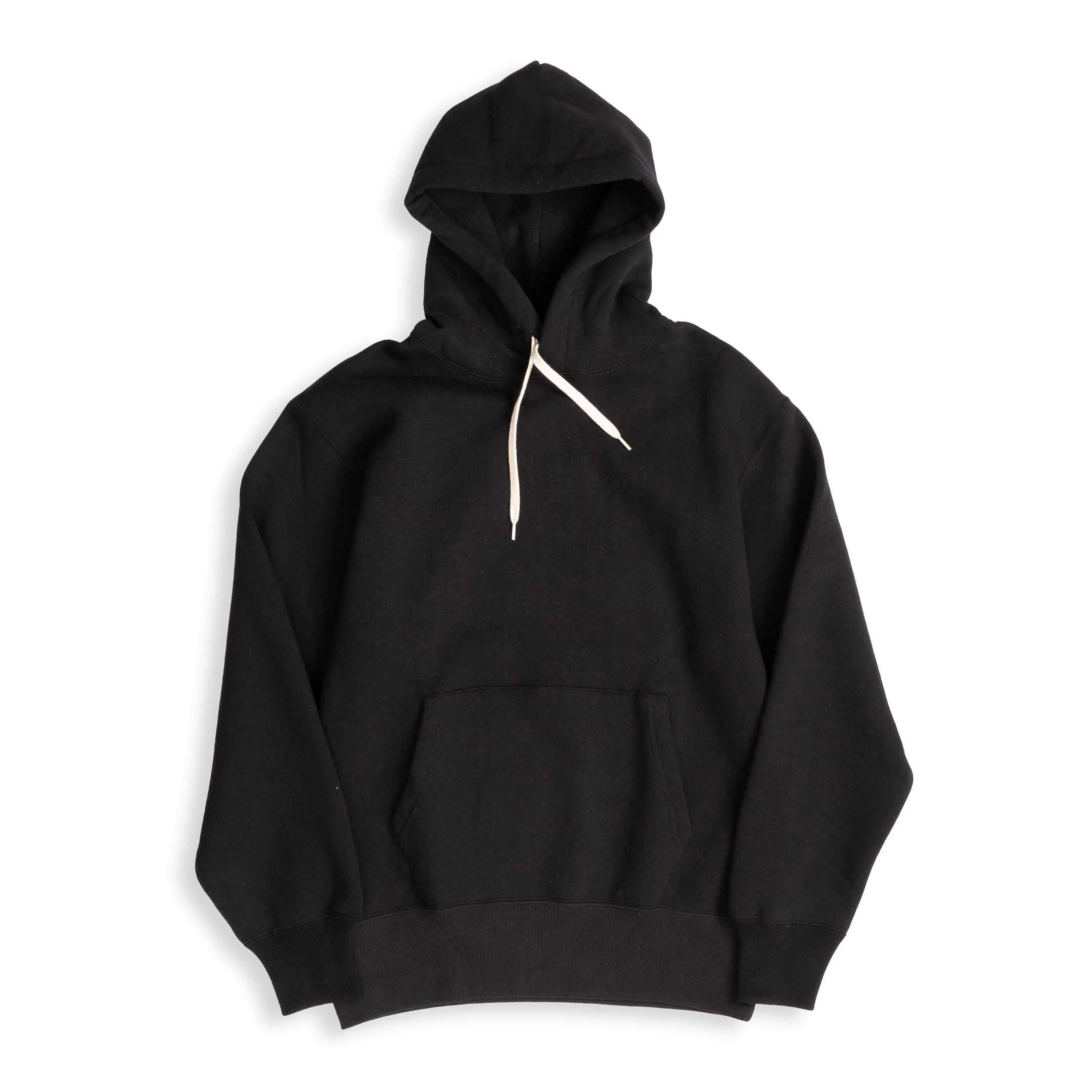 The Real McCoy's 10 oz Loopwheel Hooded Sweatshirt Black-Hooded Sweatshirt-Clutch Cafe