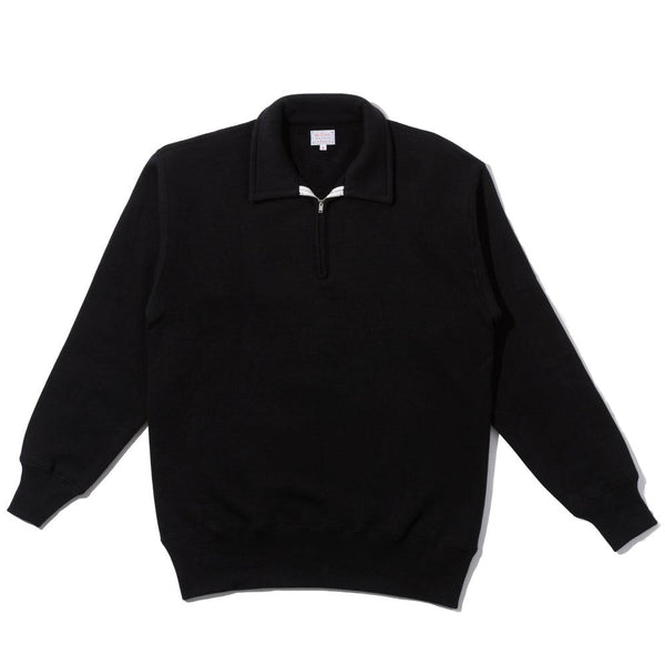 The Real McCoy's 10.oz Loopwheel 1/4 Zip Sweatshirt Black-Sweatshirt-Clutch Cafe