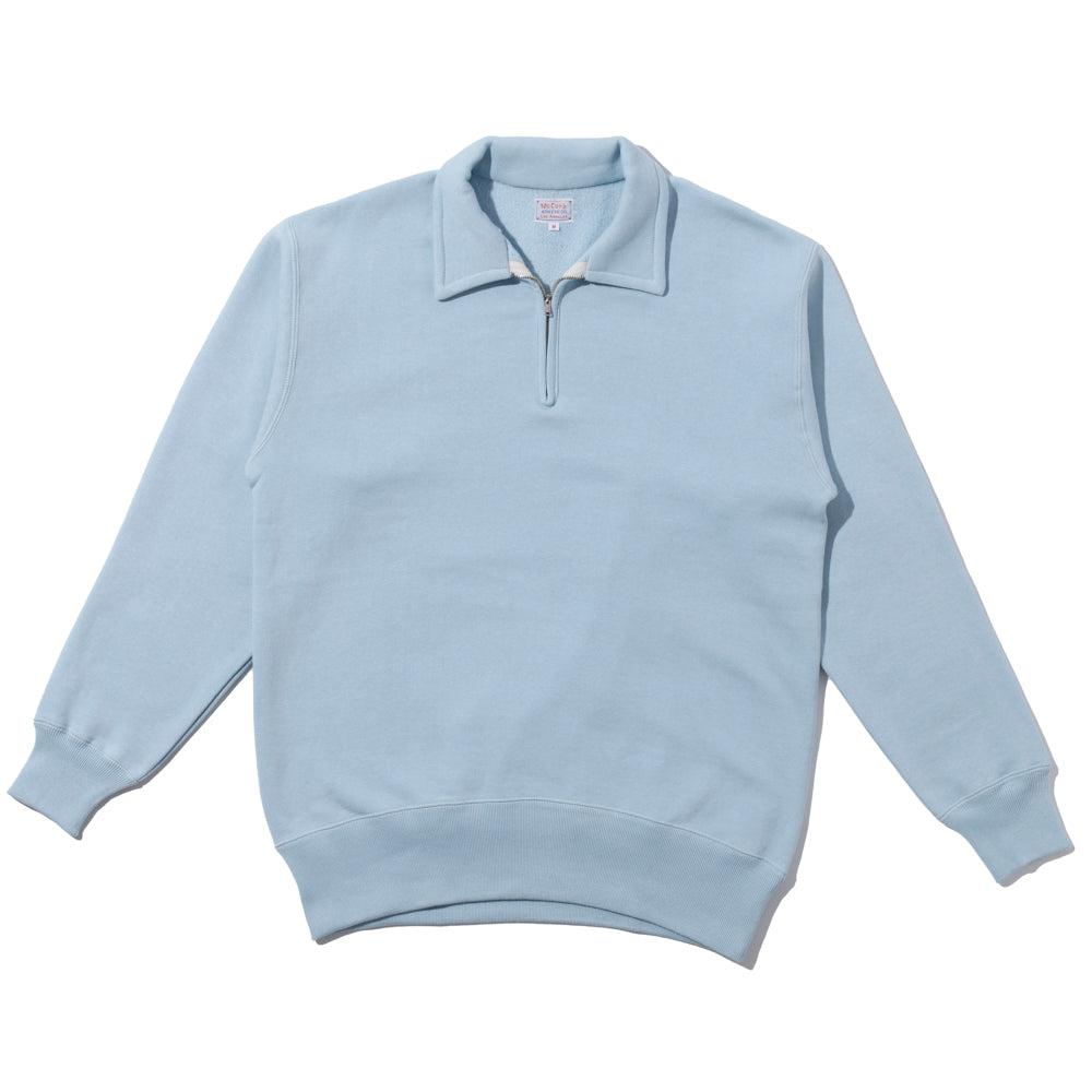 The Real McCoy's 10.oz Loopwheel 1/4 Zip Sweatshirt Saxe Blue-Sweatshirt-Clutch Cafe