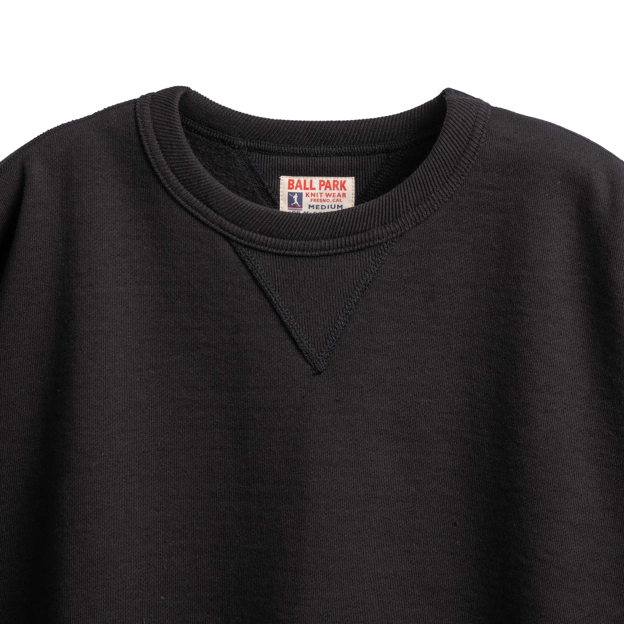 The Real McCoy's 12 oz. Ball Park Crew Neck Sweatshirt Black-Sweatshirt-Clutch Cafe