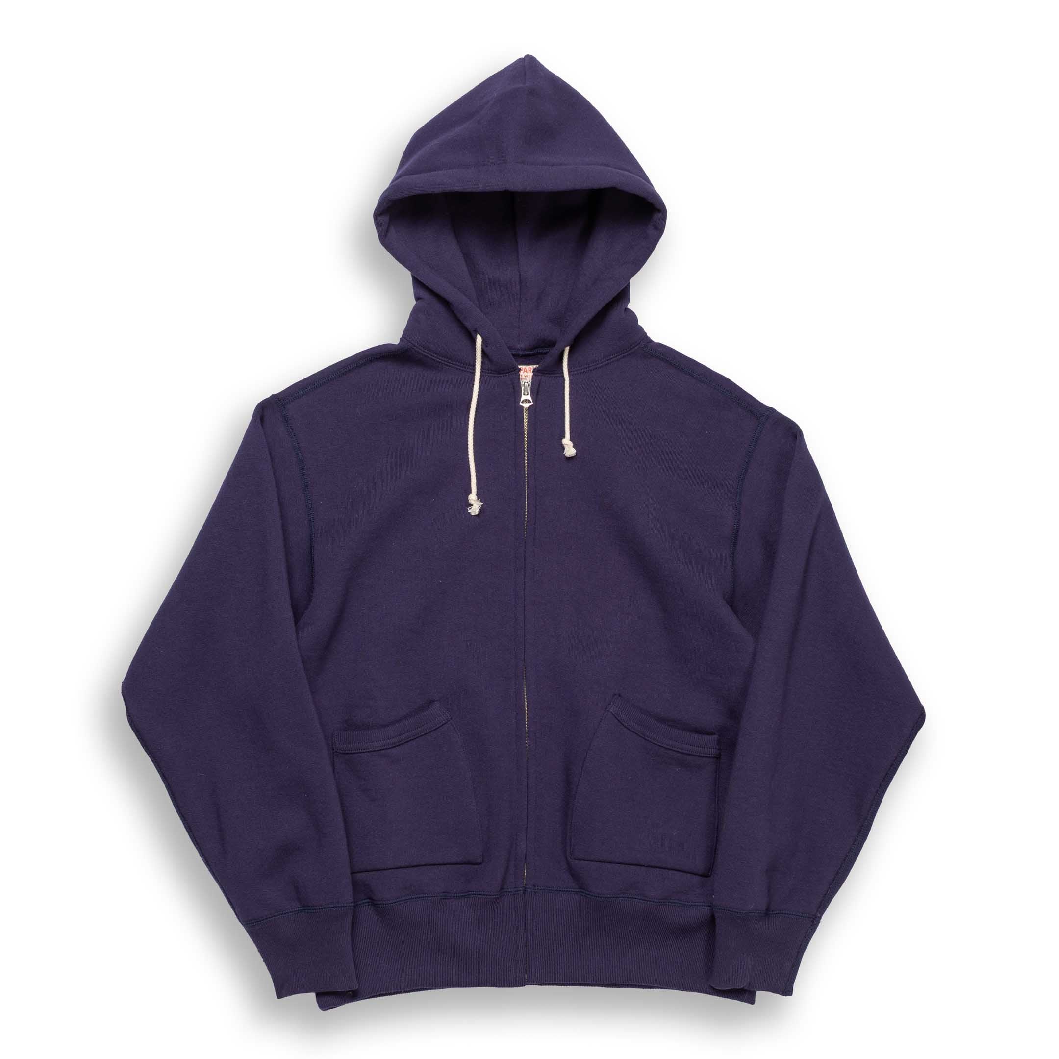 The Real McCoy's 12. oz Ballpark F/Z Hooded Sweatshirt Navy