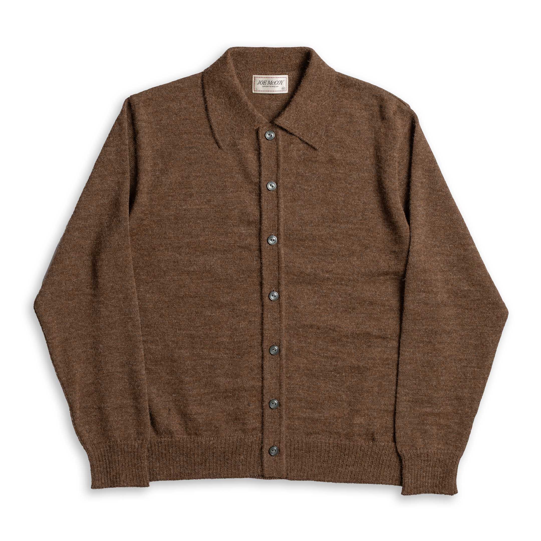 The Real McCoy's Alpaca Wool Collar Knit Cardigan Brown-Cardigan-Clutch Cafe