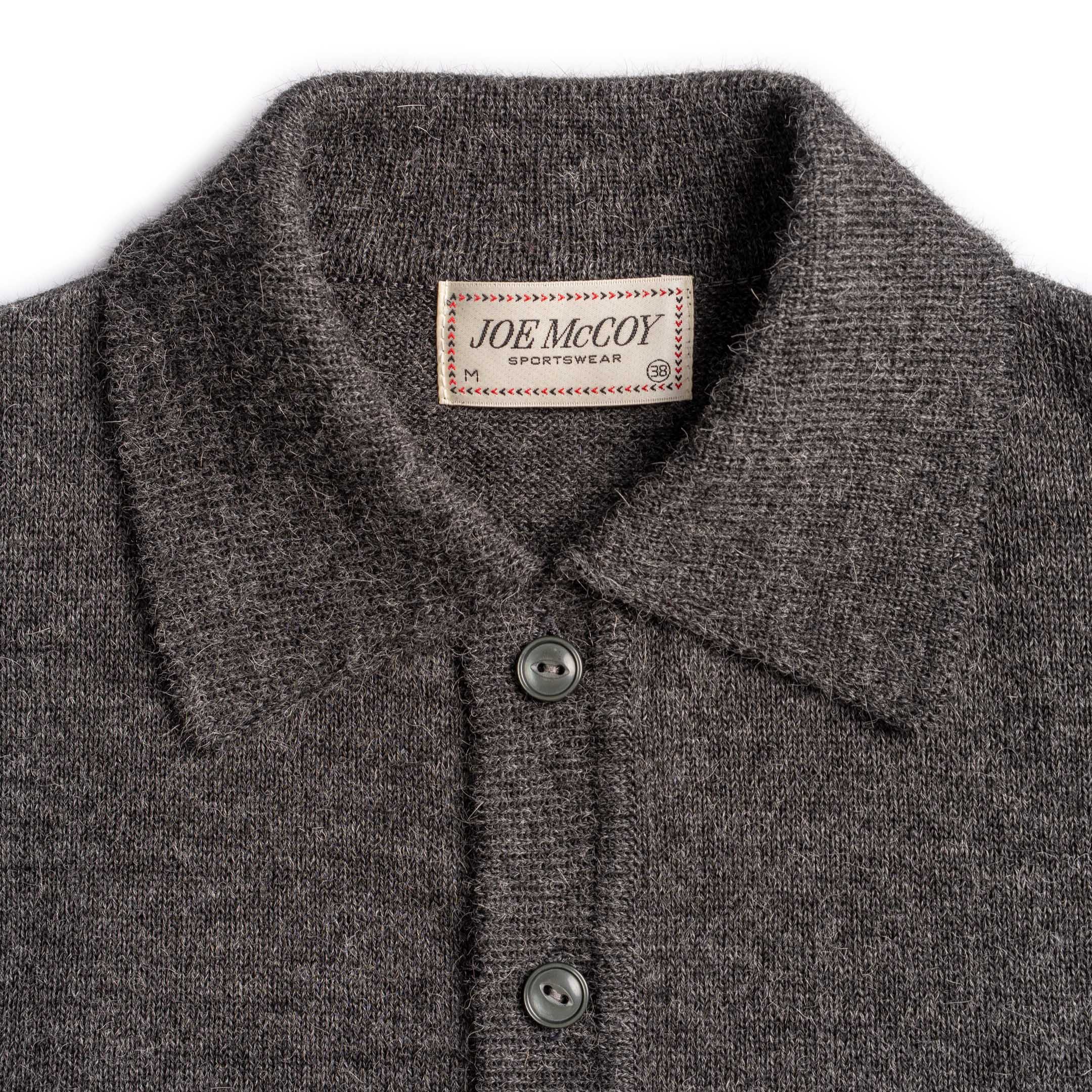 The Real McCoy's Alpaca Wool Collar Knit Cardigan Charcoal-Cardigan-Clutch Cafe