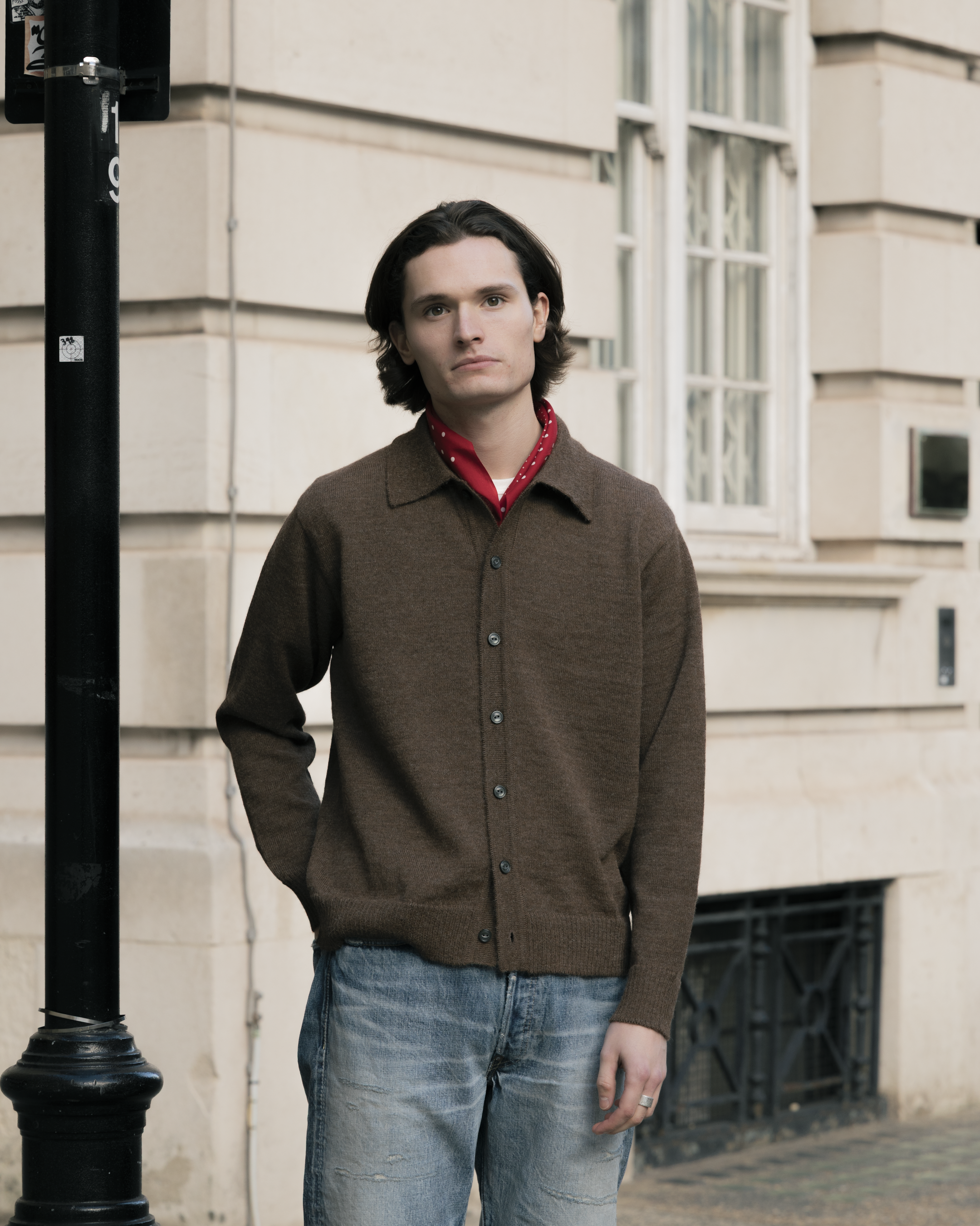 The Real McCoy's Alpaca Wool Collar Knit Cardigan Brown-Cardigan-Clutch Cafe