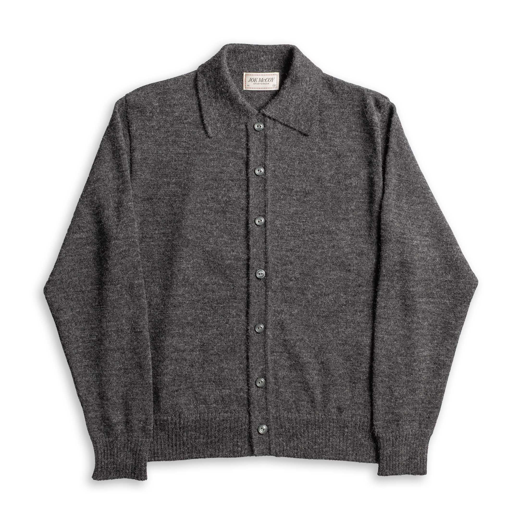 The Real McCoy's Alpaca Wool Collar Knit Cardigan Charcoal-Cardigan-Clutch Cafe