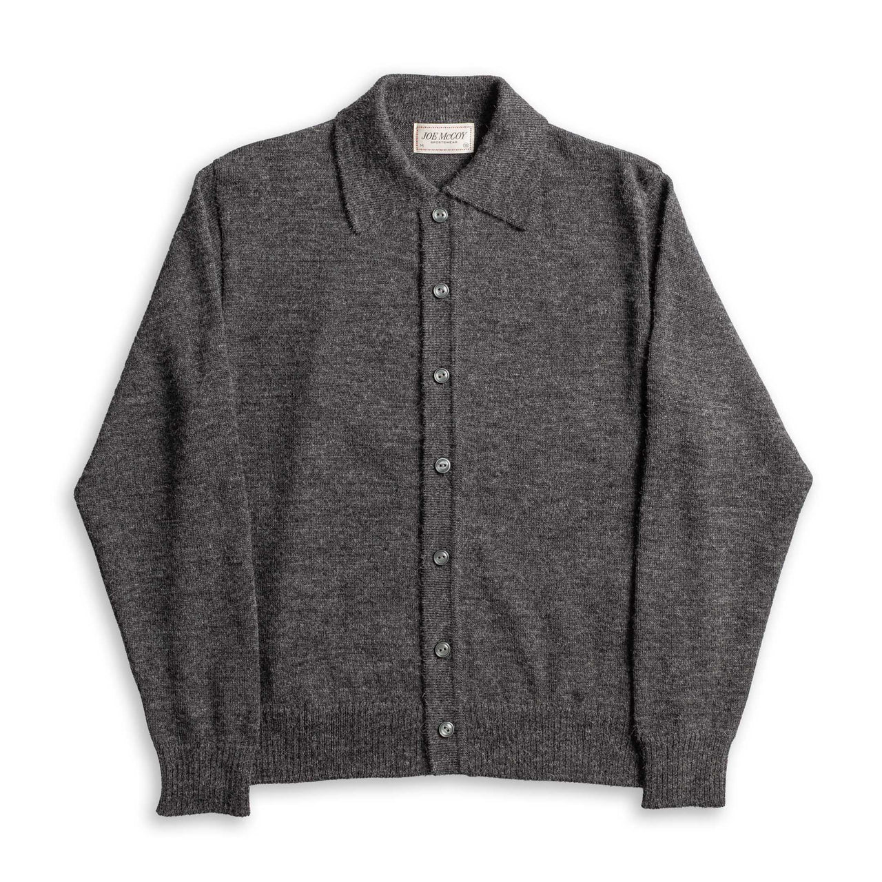 The Real McCoy's Alpaca Wool Collar Knit Cardigan Charcoal-Cardigan-Clutch Cafe