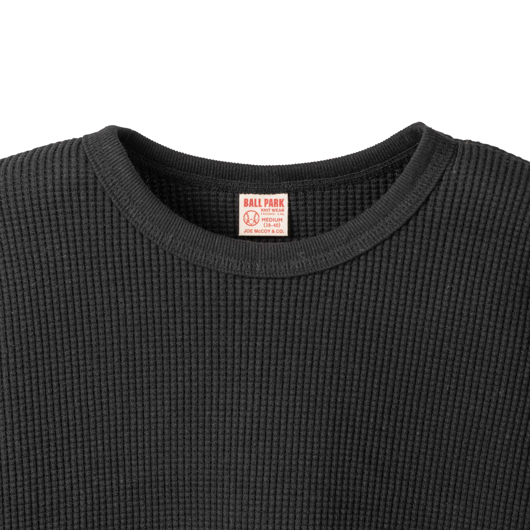 The Real McCoy's Ballpark Waffle Thermal Shirt Black-Top-Clutch Cafe
