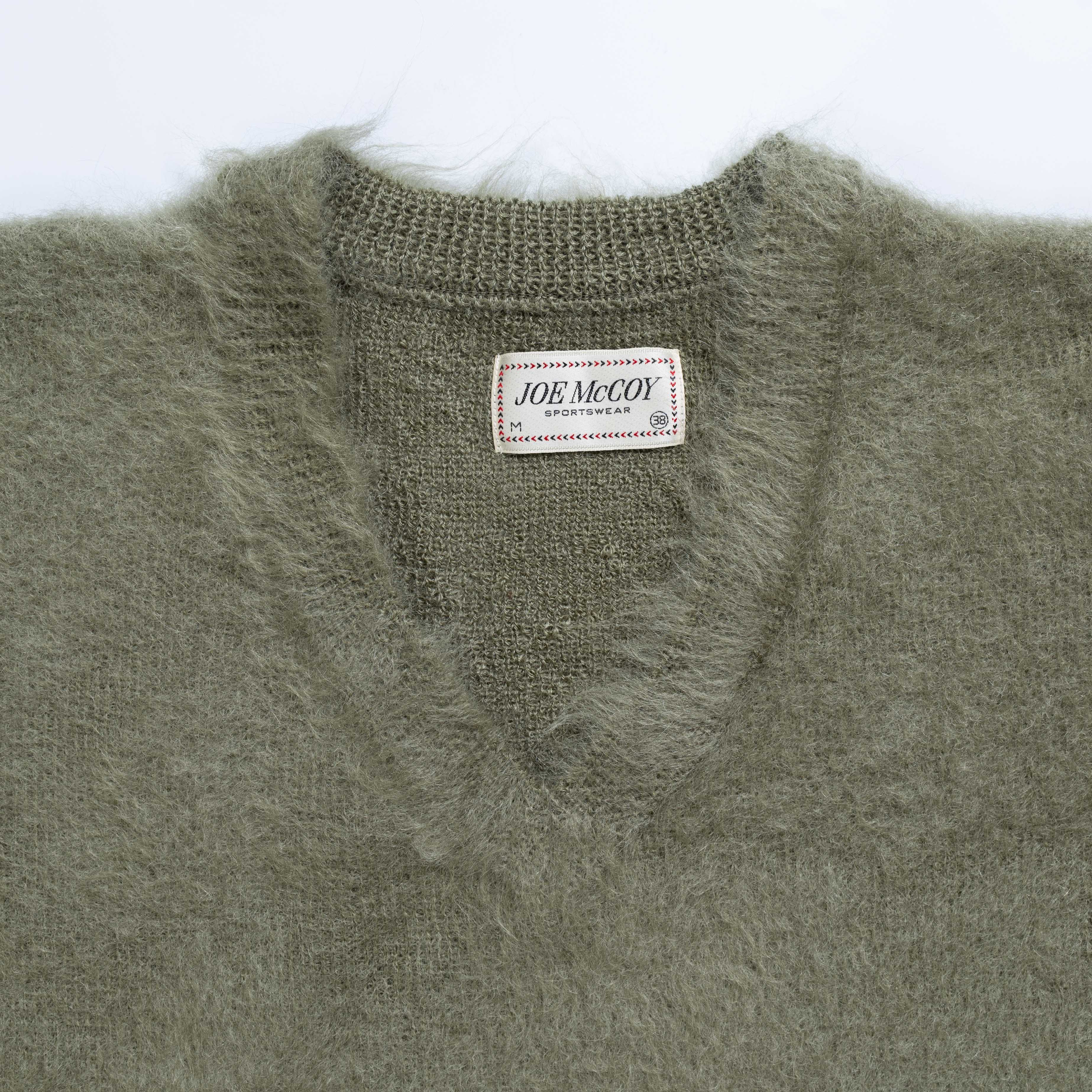 The Real McCoy's Joe McCoy V-Neck Mohair Sweater Mint-Knitwear-Clutch Cafe