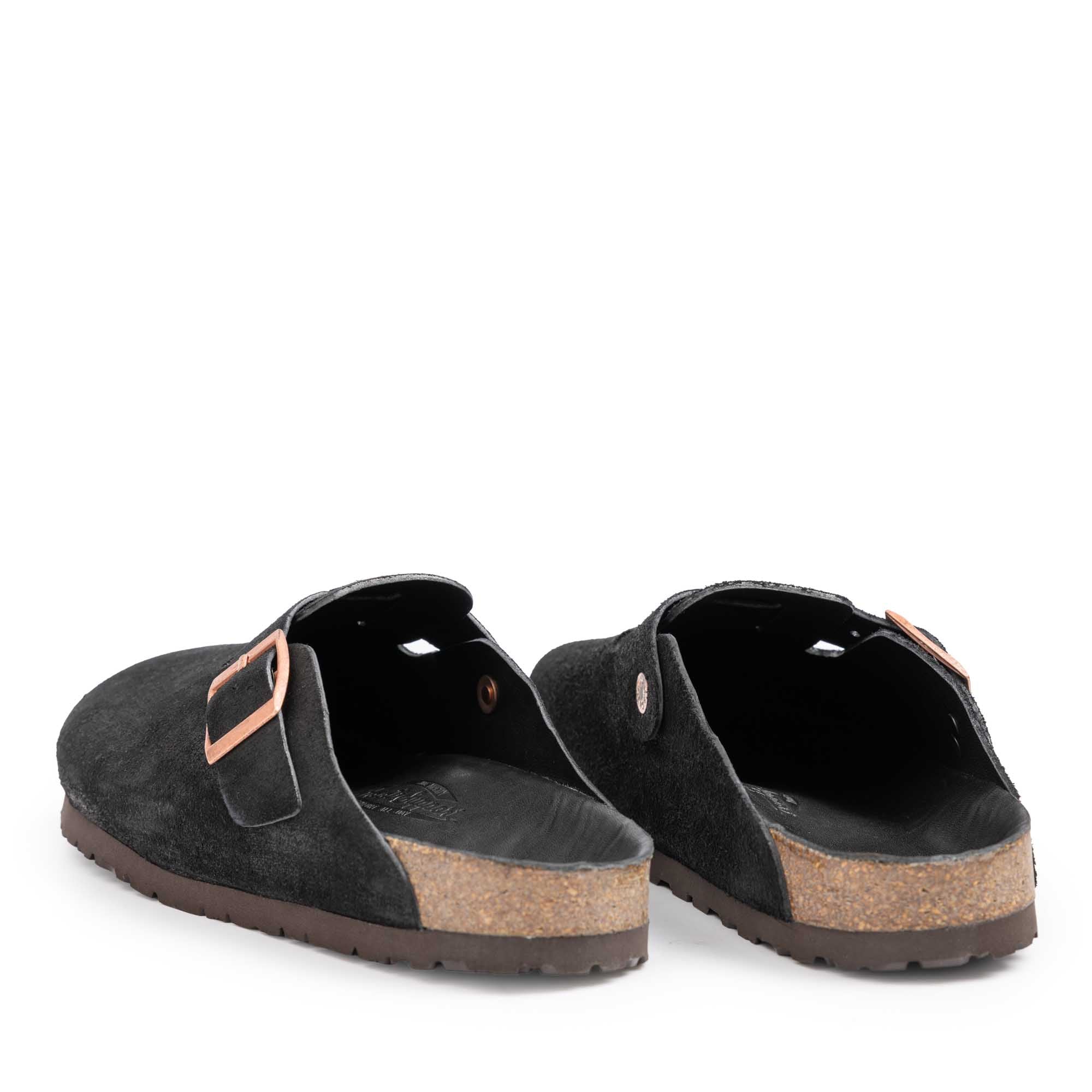 The Real McCoy's Leather Foot-Support Clogs Black-Sandals-Clutch Cafe