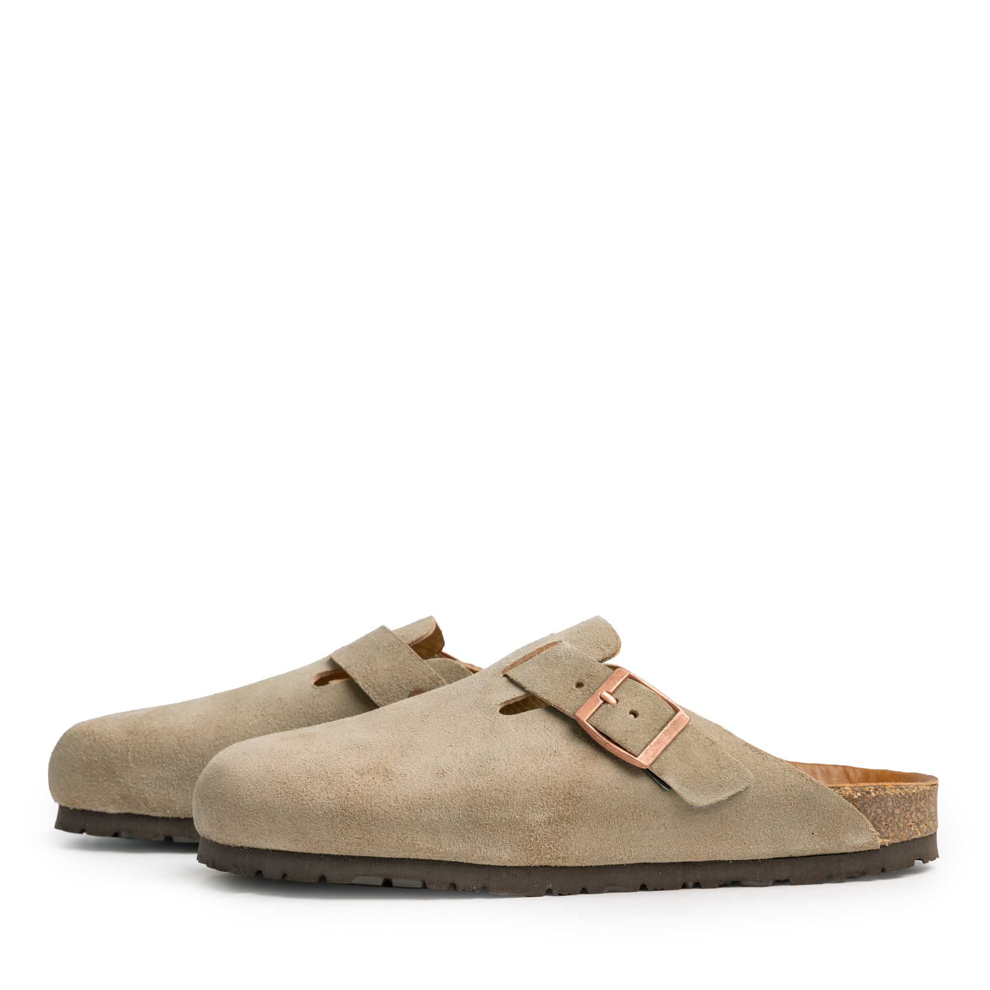 The Real McCoy's Leather Foot-Support Clogs Taupe-Sandals-Clutch Cafe