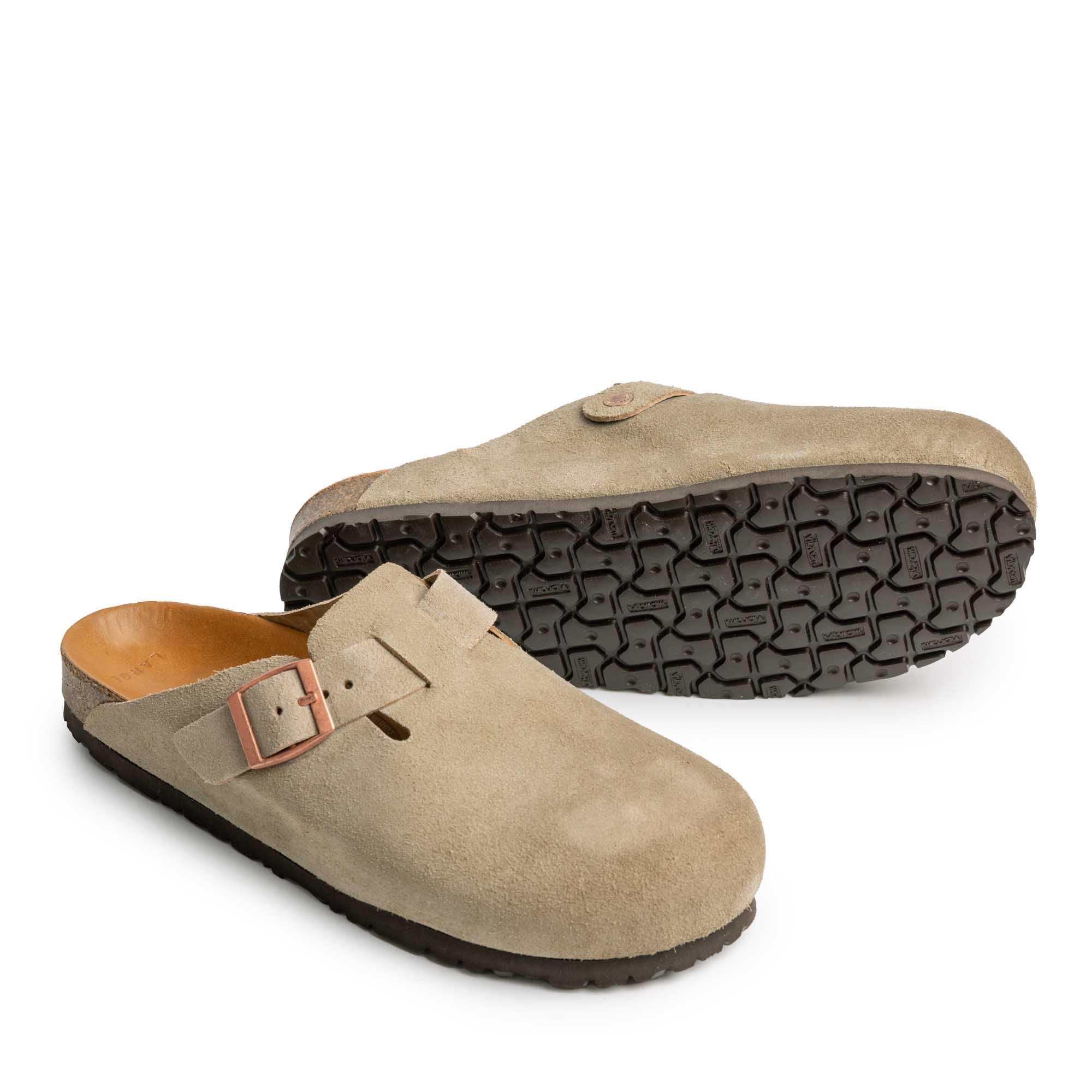 The Real McCoy's Leather Foot-Support Clogs Taupe-Sandals-Clutch Cafe