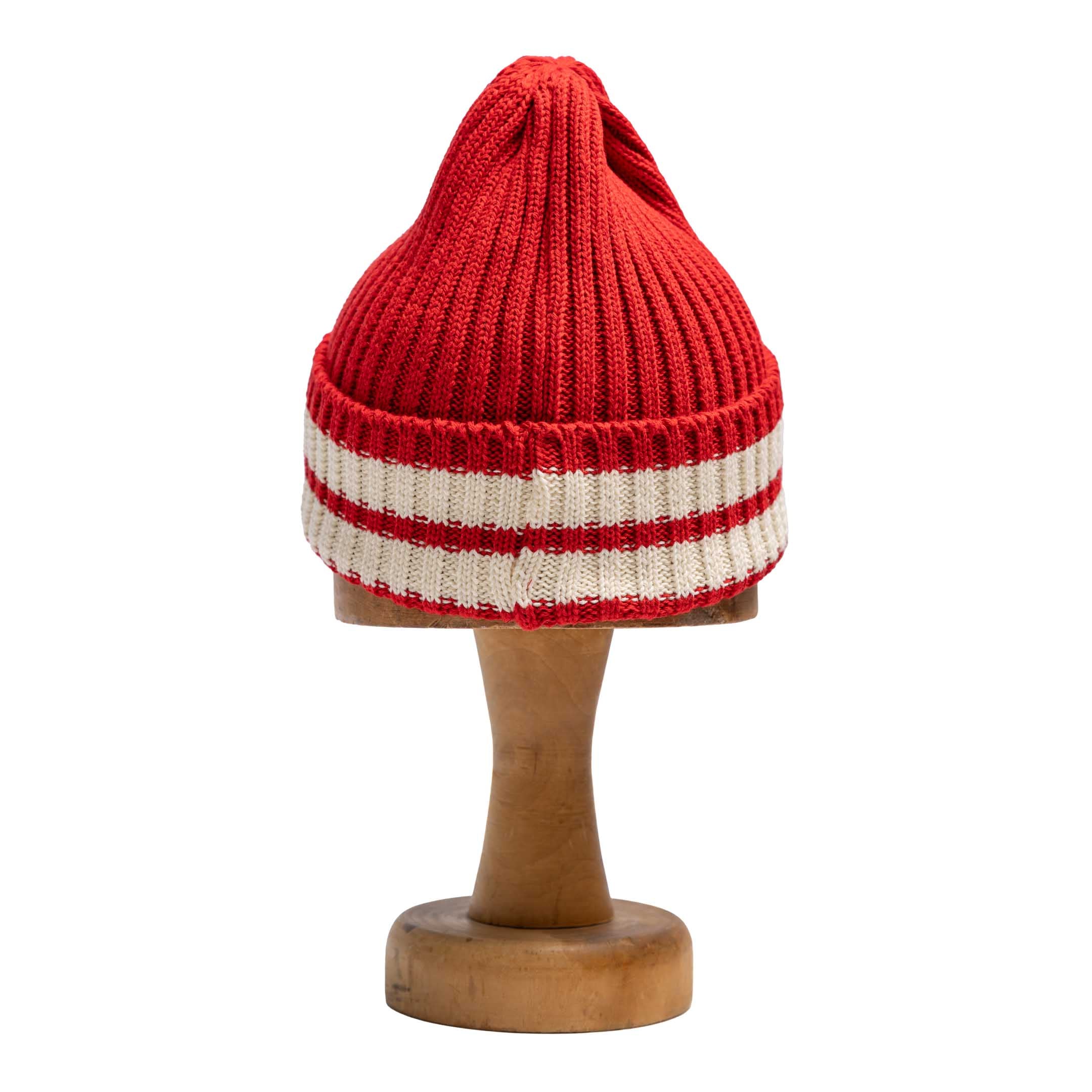 The Real McCoy's Striped Cotton Knit Cap Red-Hat-Clutch Cafe