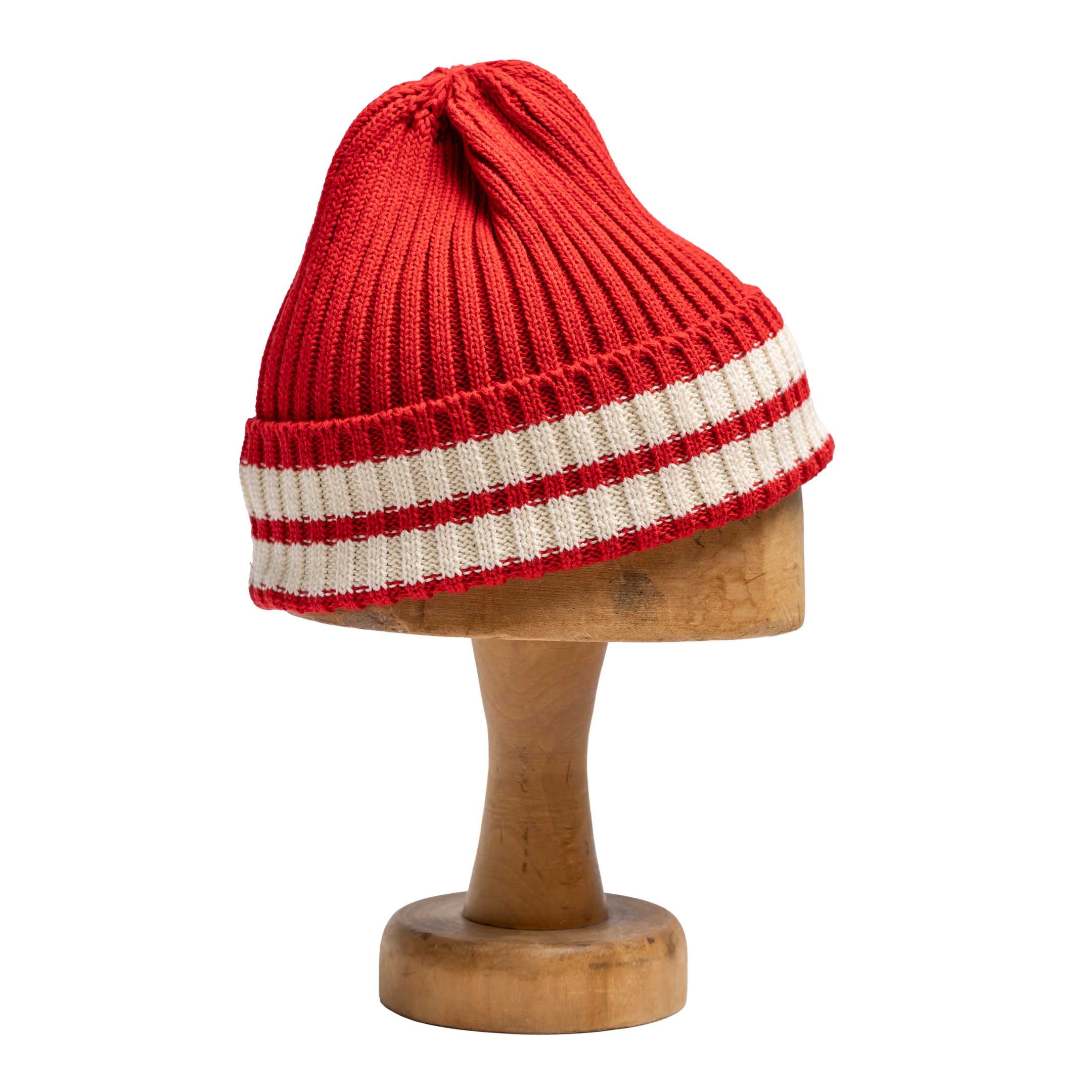 The Real McCoy's Striped Cotton Knit Cap Red-Hat-Clutch Cafe