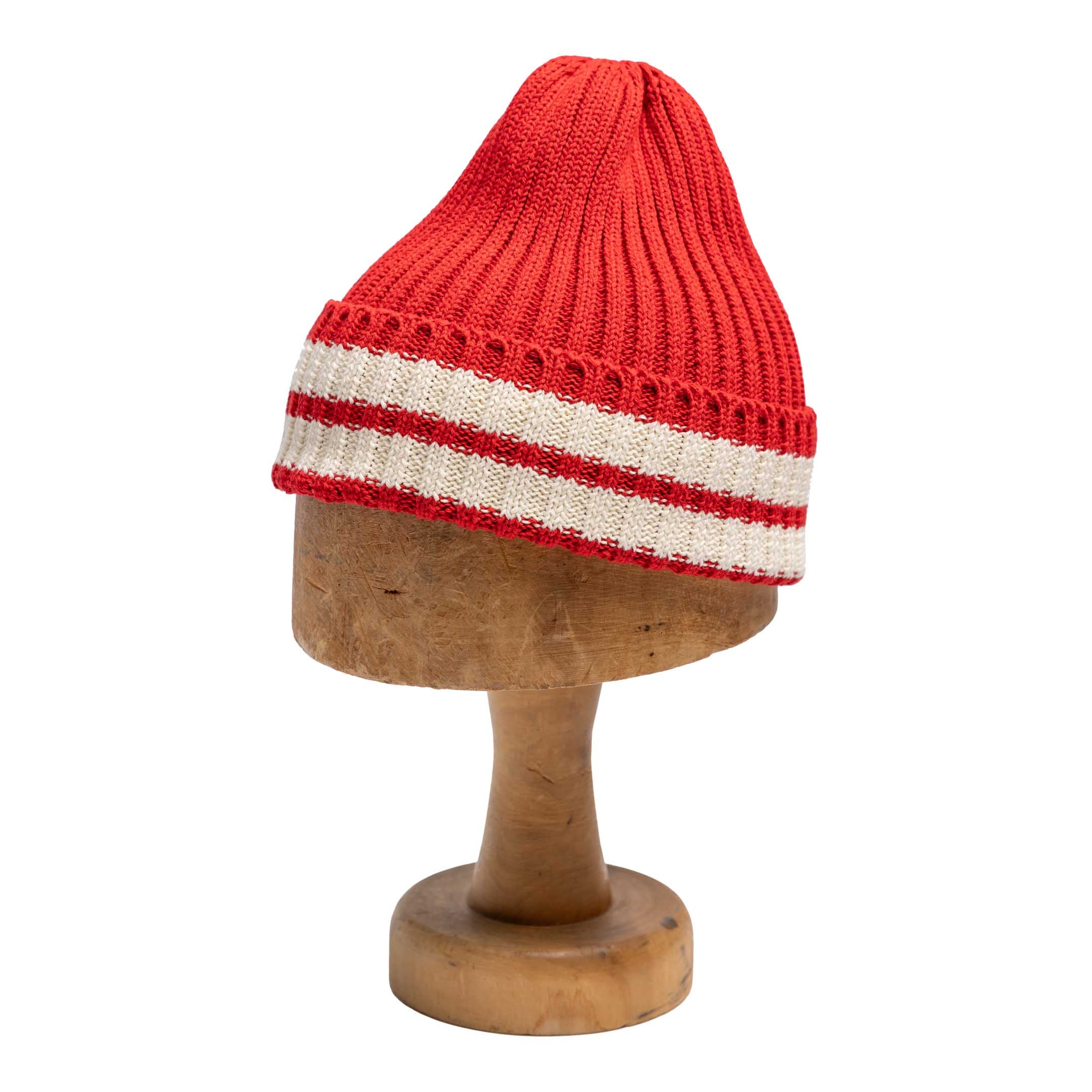 The Real McCoy's Striped Cotton Knit Cap Red-Hat-Clutch Cafe