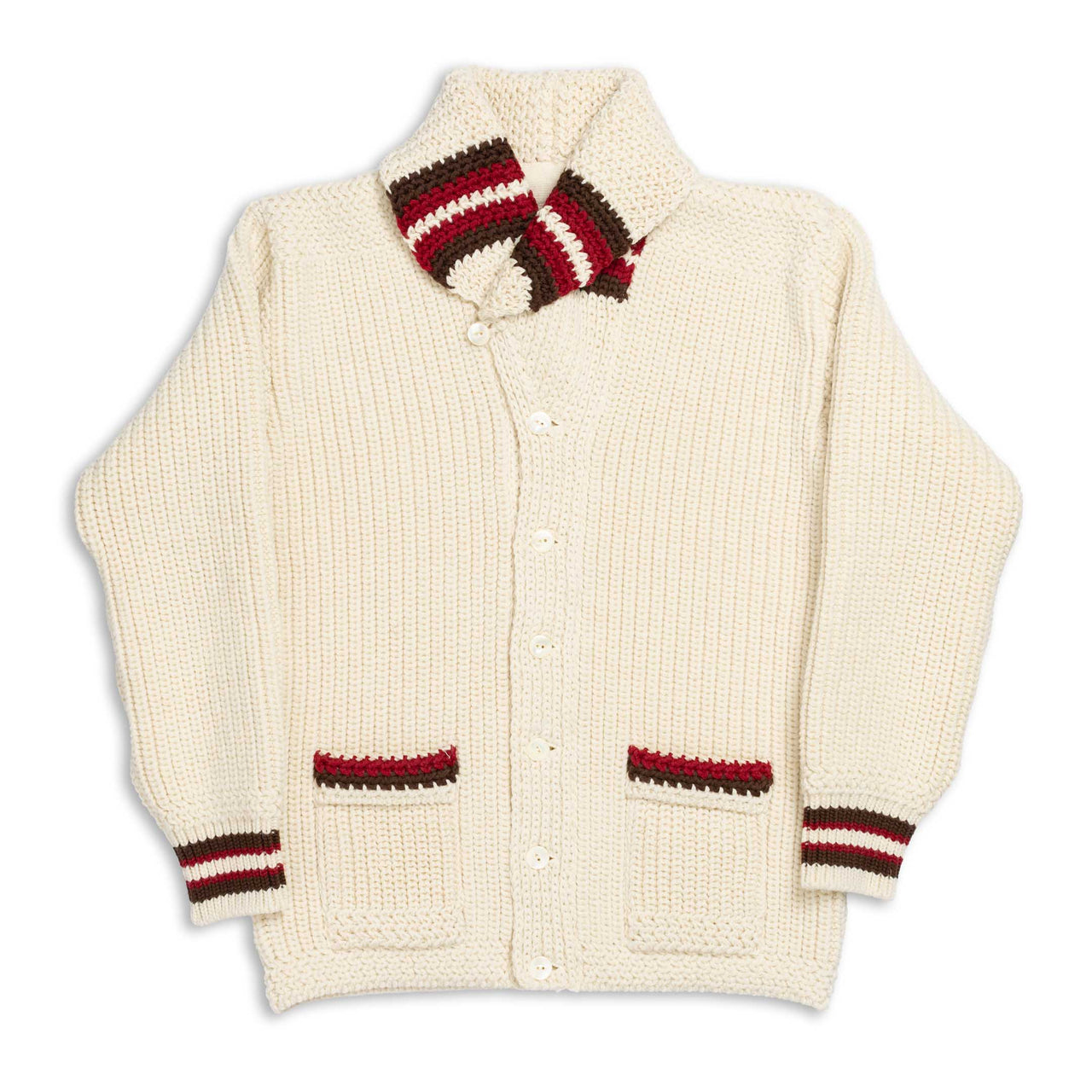 The Real McCoy's Striped Shawl Collar Cardigan Ecru-Cardigan-Clutch Cafe