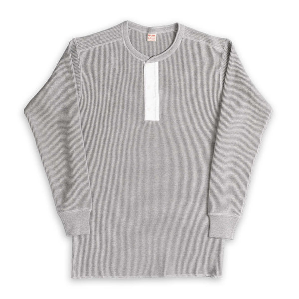 The Real McCoy's Waffle Thermal Henley Undershirt Medium Grey