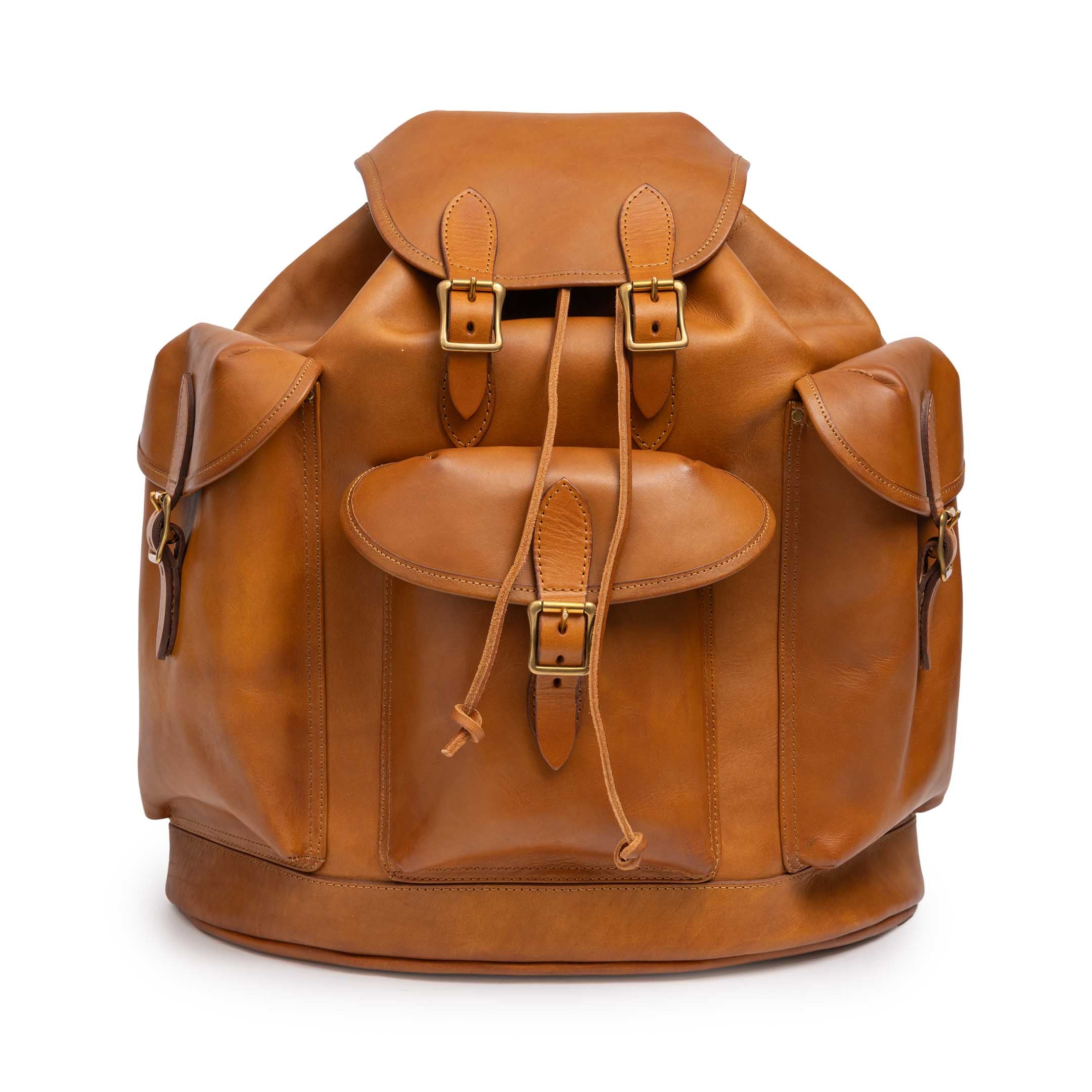 Vasco Leather Army Rucksack Sand-Bag-Clutch Cafe