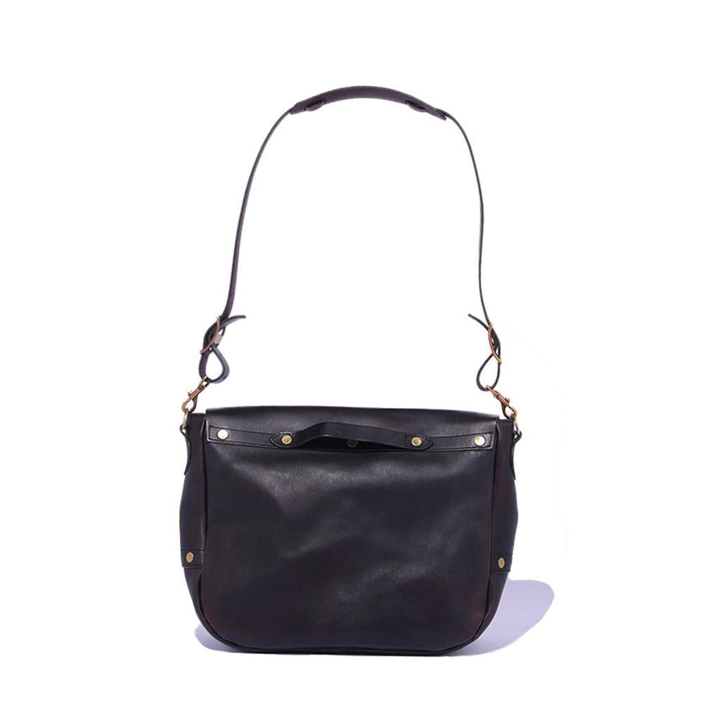 Vasco Leather Postman Shoulder Bag (Large) Black-Bag-Clutch Cafe