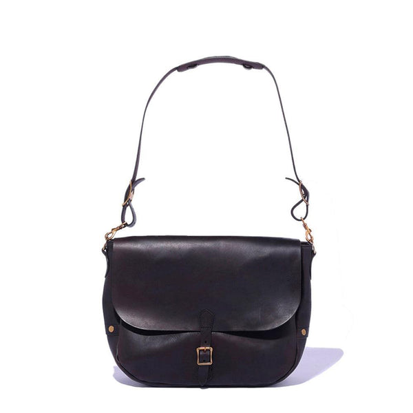 Vasco Leather Postman Shoulder Bag (Large) Black-Bag-Clutch Cafe