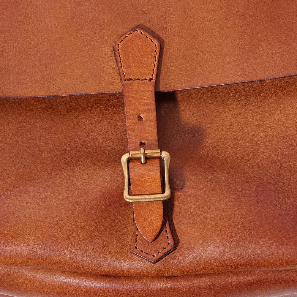 Vasco Leather Postman Shoulder Bag (Large) Camel-Bag-Clutch Cafe