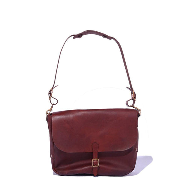 Vasco Leather Postman Shoulder Bag (Large) Sand-Bag-Clutch Cafe