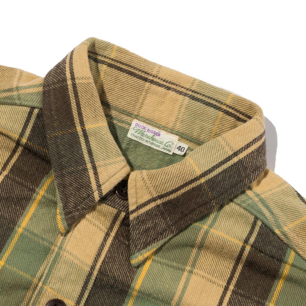 Warehouse & Co Lot. 3022 Flannel Shirt w/Chin Strap Beige-Shirt-Clutch Cafe