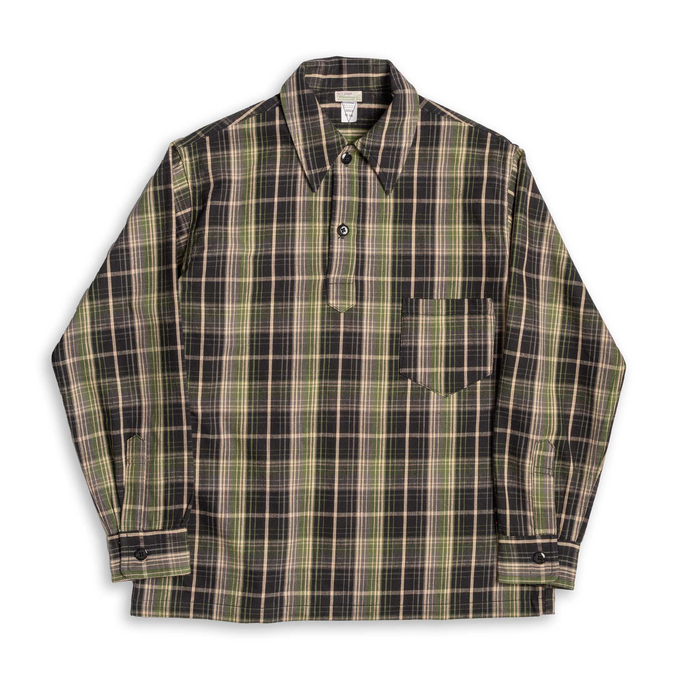 Warehouse & Co Lot. 3063 WPA One Pocket Pullover Flannel Shirt Green-Shirt-Clutch Cafe