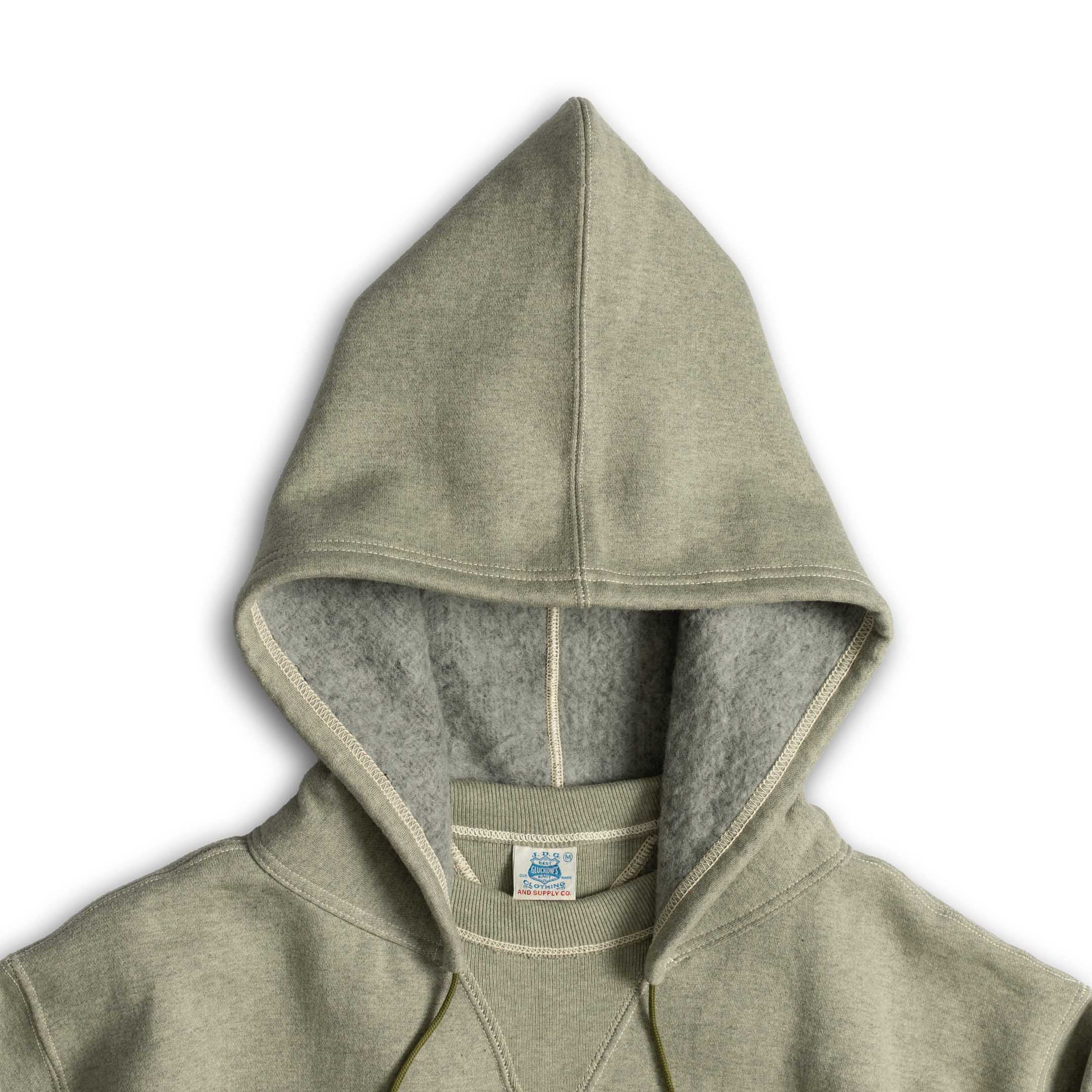 John Gluckow Back-Panel Afterhood Heather Green-Hooded Sweatshirt-Clutch Cafe