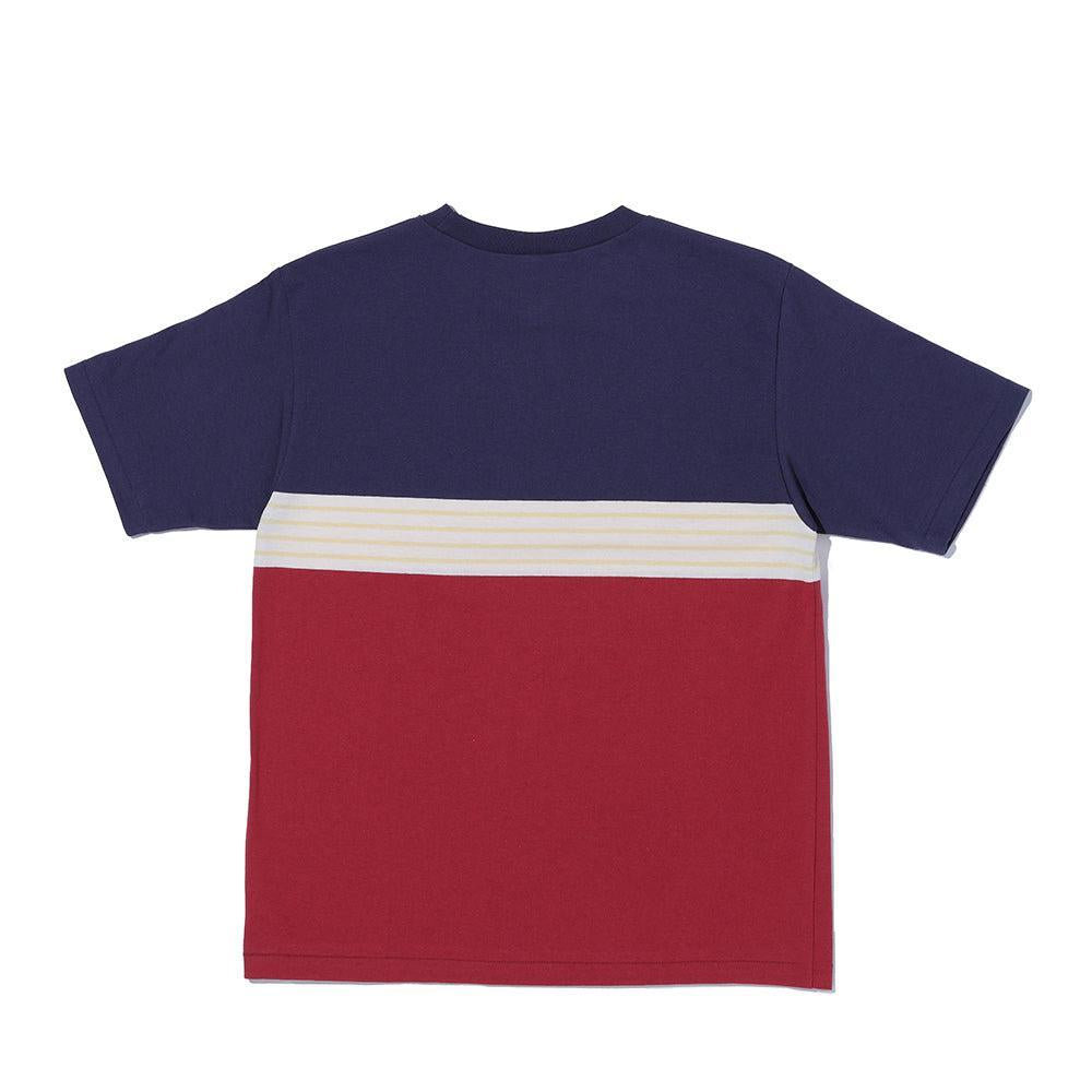 Warehouse & Co. Lot. 4112 Panel Border T-shirt Navy/Bordeaux-T-shirt-Clutch Cafe