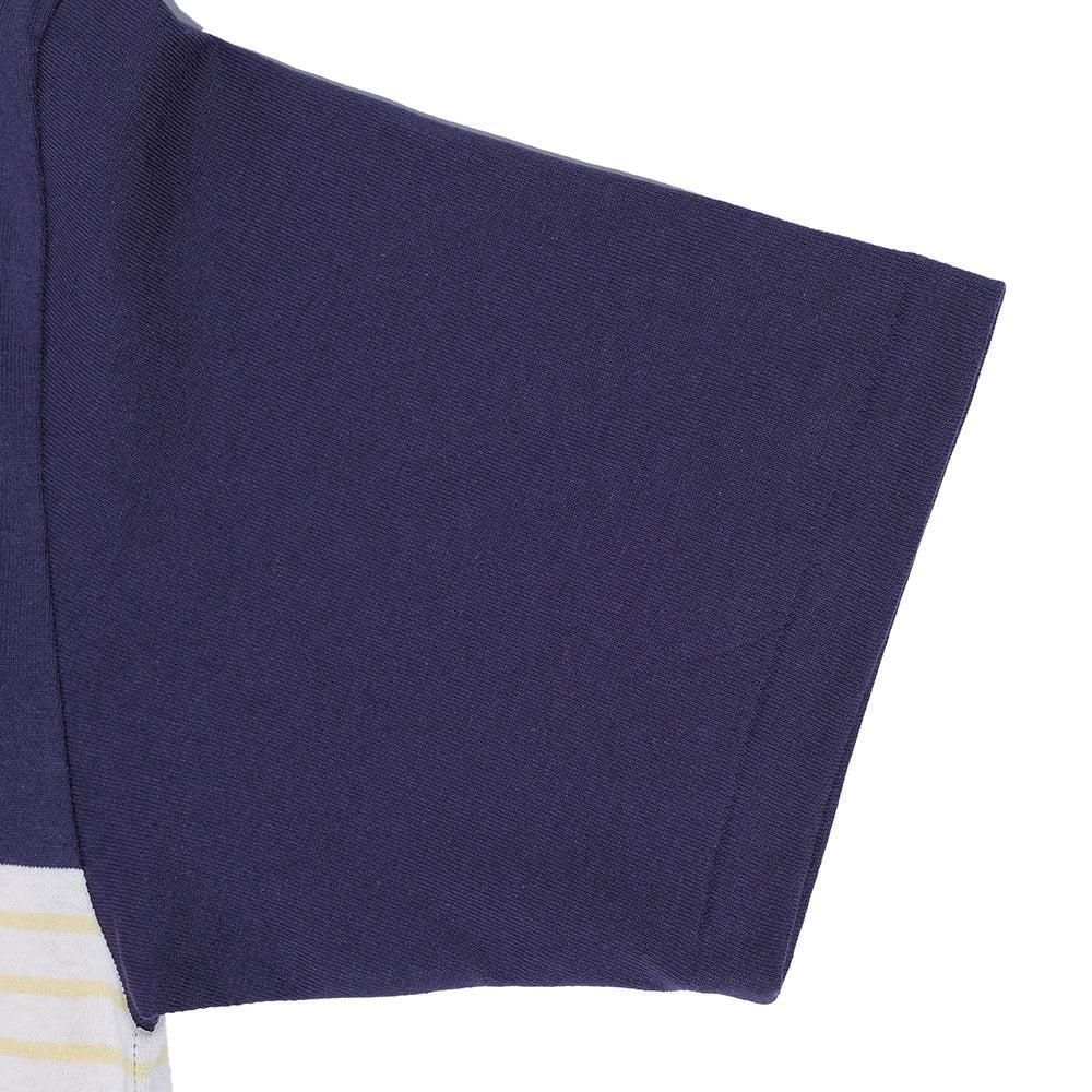 Warehouse & Co. Lot. 4112 Panel Border T-shirt Navy/Bordeaux-T-shirt-Clutch Cafe