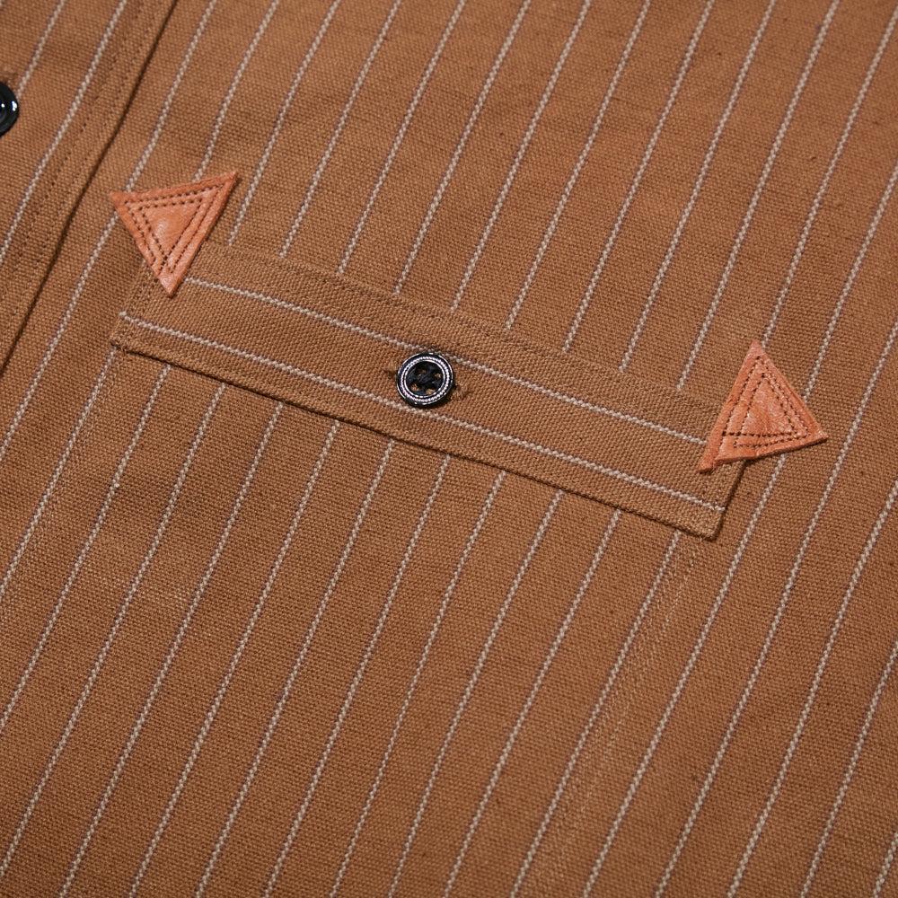 Warehouse & Co. x Greenbaum Lot. 2213 1880 Heavy Leather Bound Jumper Duck Stripe-Shirt-Clutch Cafe