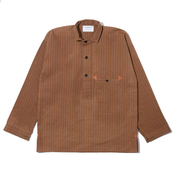 Warehouse & Co. x Greenbaum Lot. 2213 1880 Heavy Leather Bound Jumper Duck Stripe-Shirt-Clutch Cafe