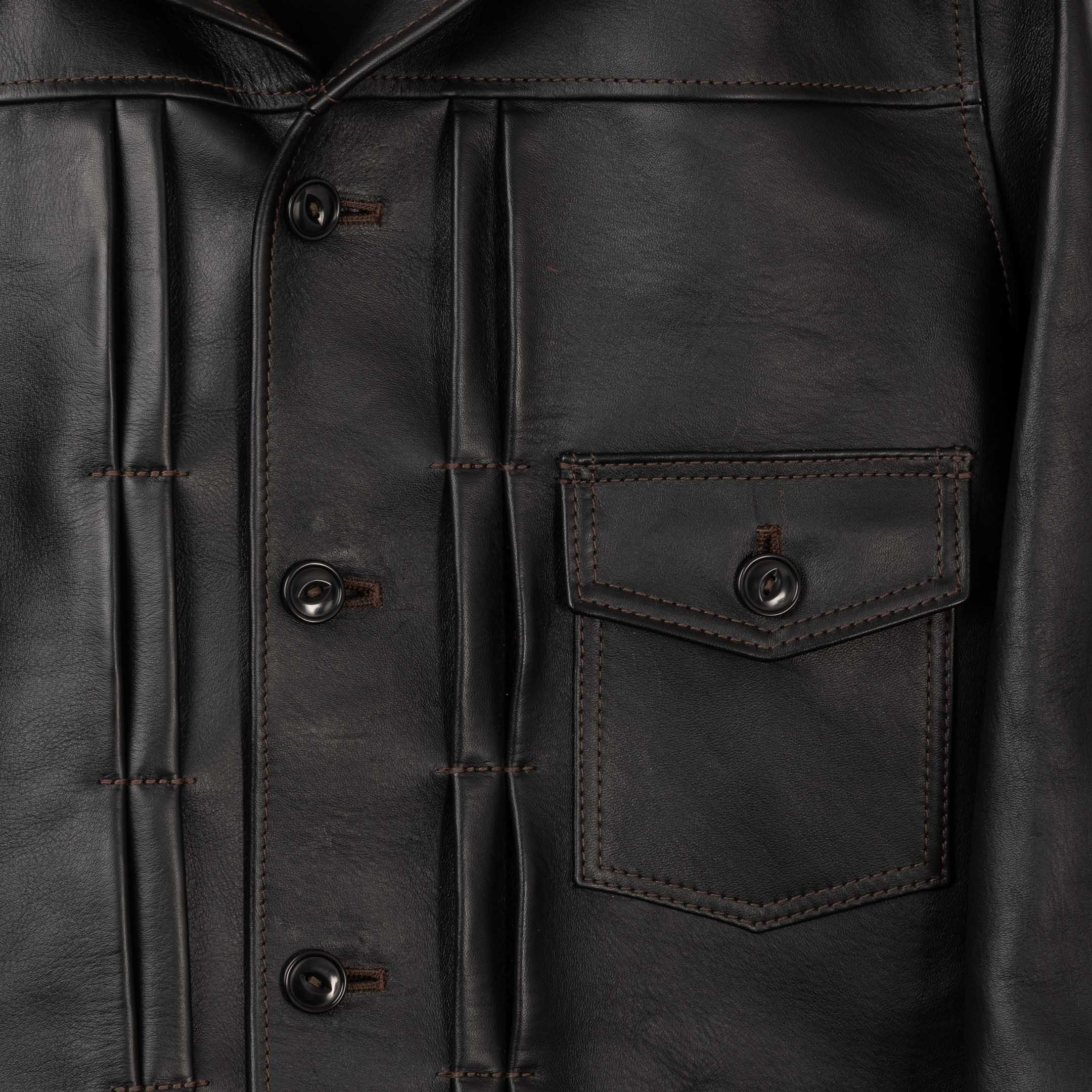Y'2 Leather EB-160 Eco Horse Tea-Core 1930s Type I Leather Jacket Black-Leather Jacket-Clutch Cafe
