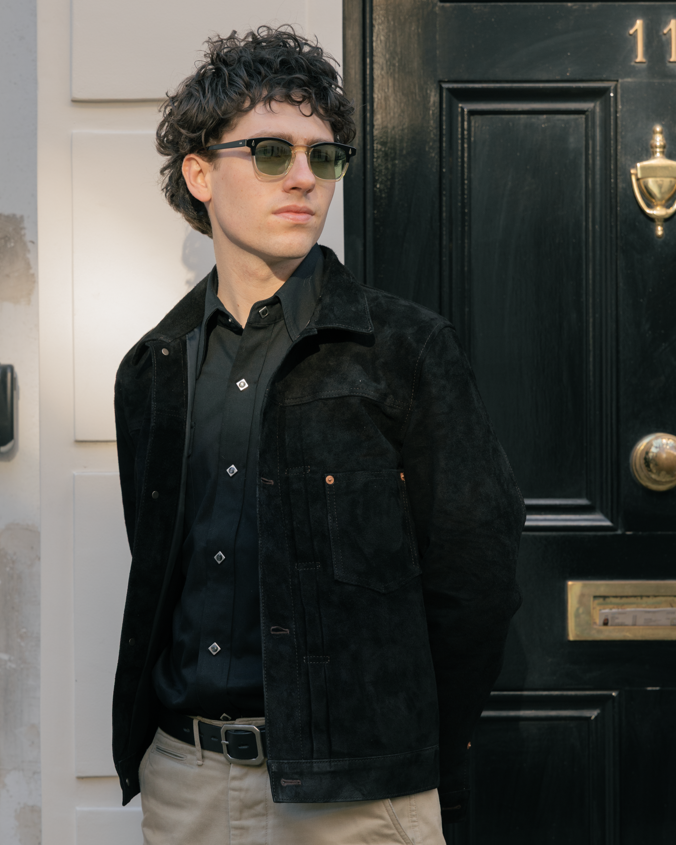 Y'2 Leather Horse Roughout WWII Jean Jacket Black-Leather Jacket-Clutch Cafe-selvage denim-selfedge denim