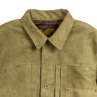 Y'2 Leather Horse Roughout WWII Jean Jacket Khaki-Leather Jacket-Clutch Cafe-selvage denim-selfedge denim