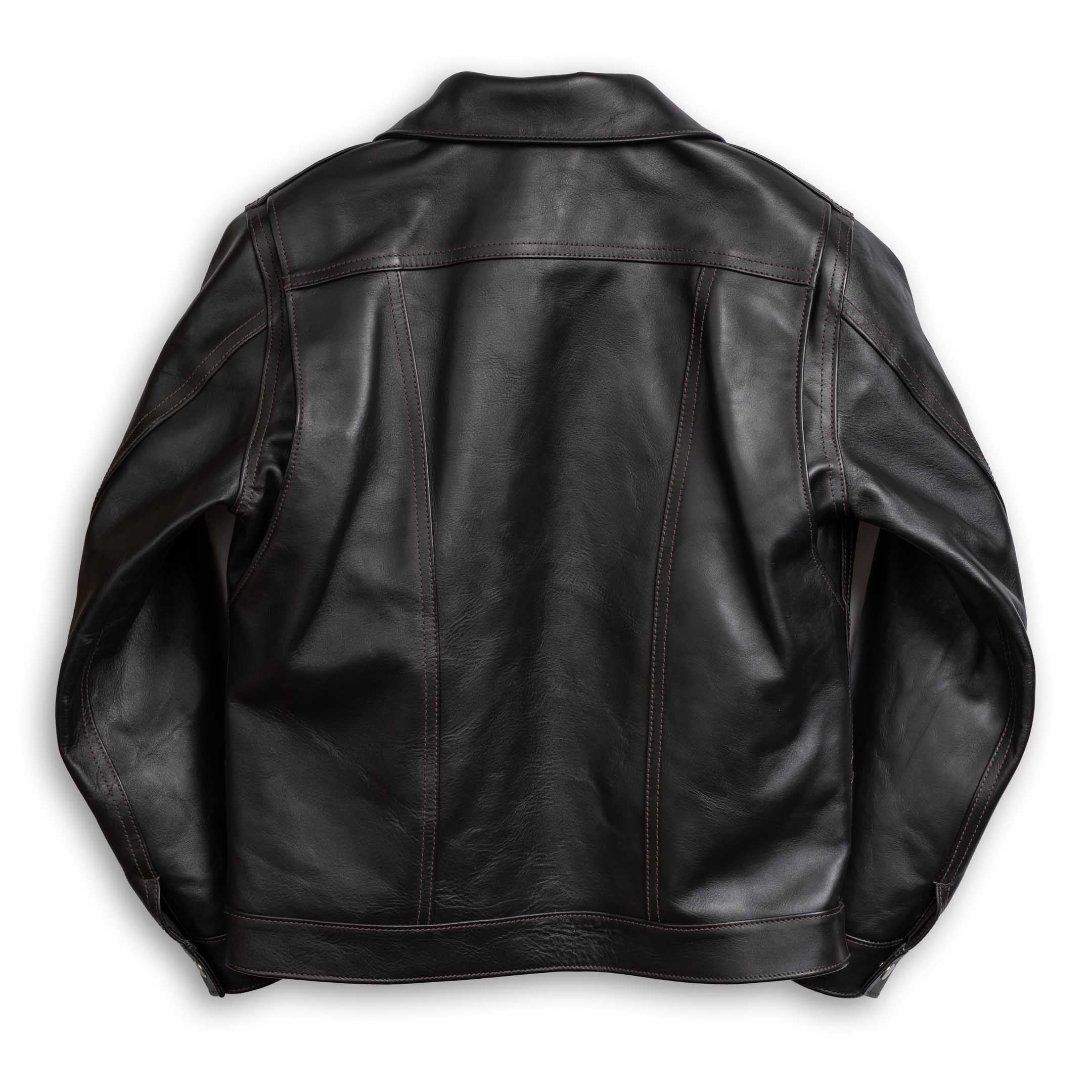 Y'2 Leather Iron Tanned Horse 60's Jean Jacket Black-Leather Jacket-Clutch Cafe-selvage denim-selfedge denim