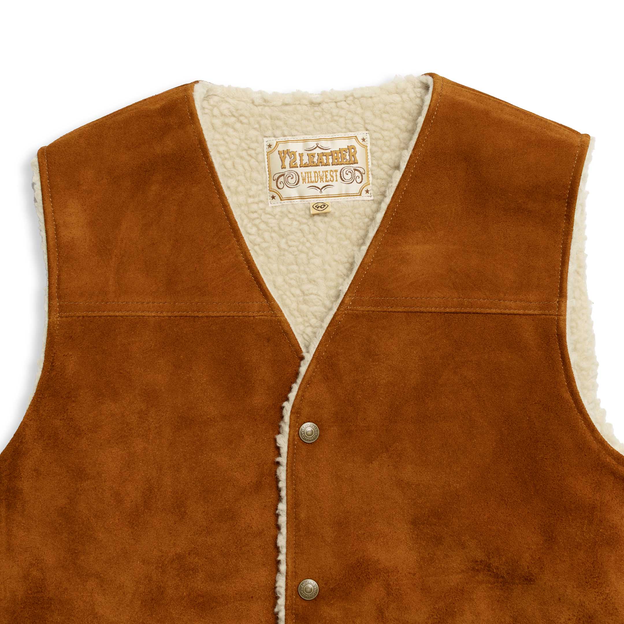 Y'2 Leather Steer Roughout Wool Boa Vest Camel-Leather Jacket-Clutch Cafe