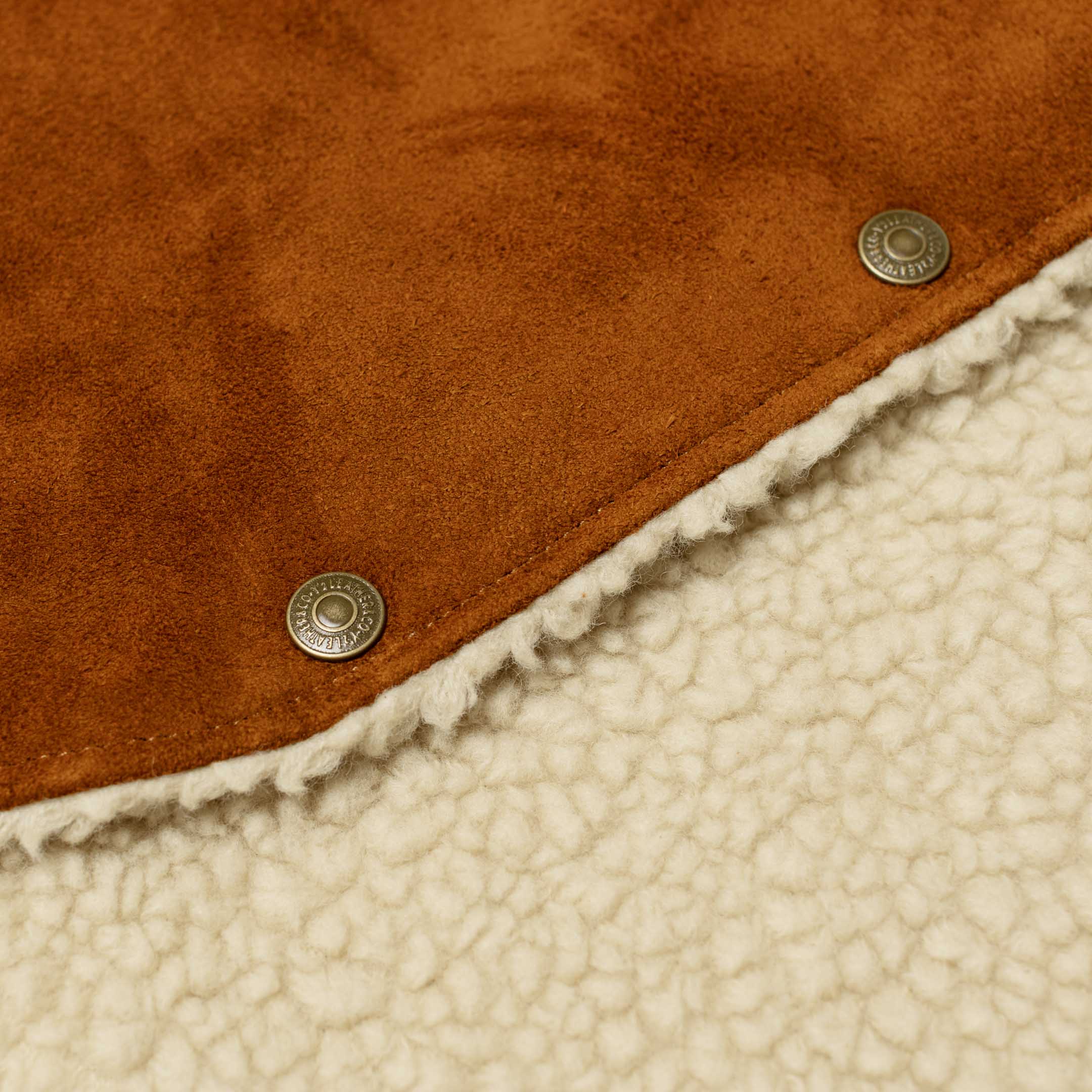 Y'2 Leather Steer Roughout Wool Boa Vest Camel-Leather Jacket-Clutch Cafe