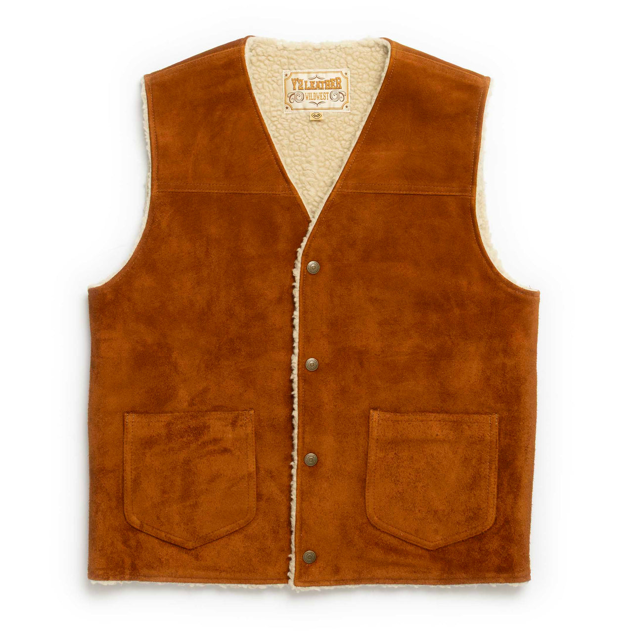 Y'2 Leather Steer Roughout Wool Boa Vest Camel-Leather Jacket-Clutch Cafe