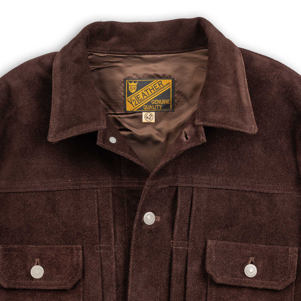Y'2 Leather TB-141 Steer Roughout 2nd Type Jean Jacket Brown-Leather Jacket-Clutch Cafe
