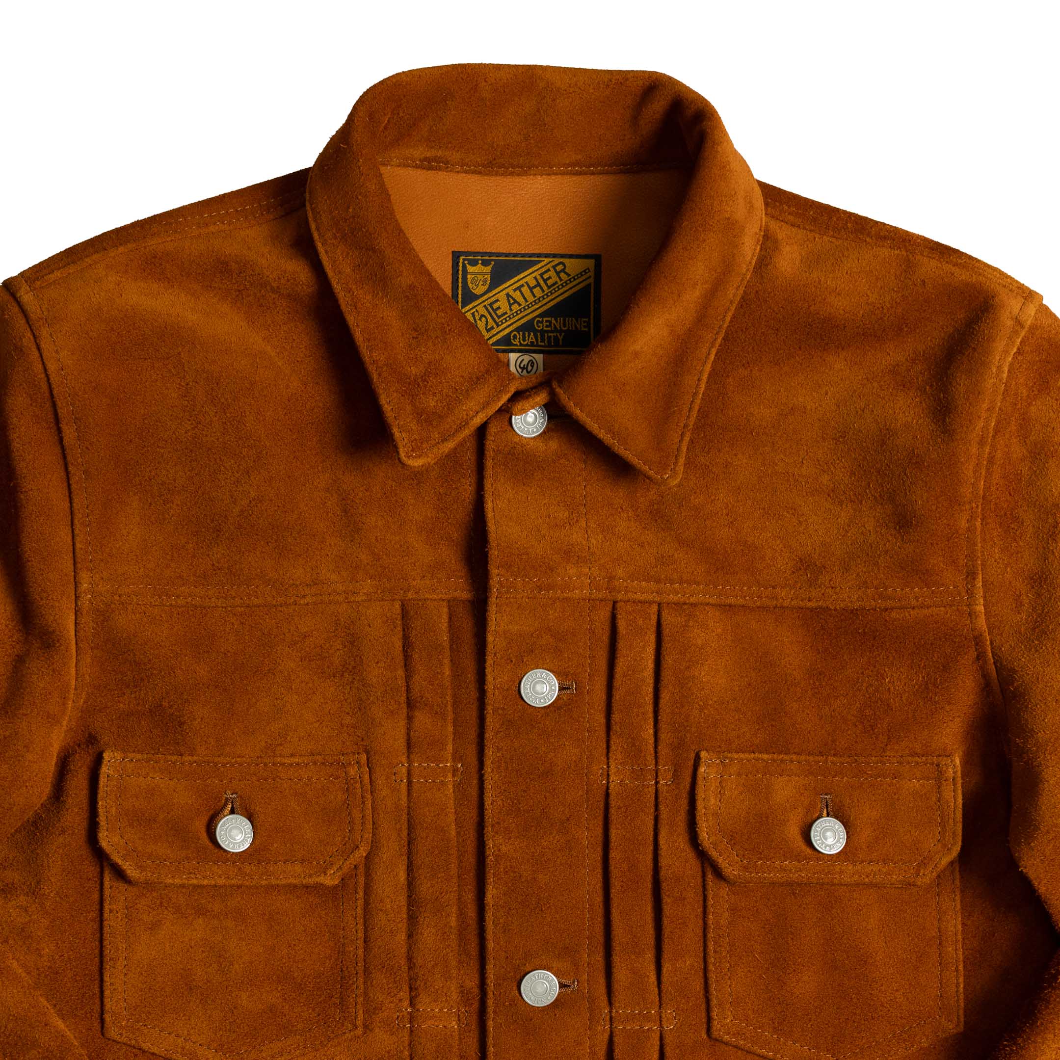 Y'2 Leather TB-141 Steer Roughout 2nd Type Jean Jacket Camel-Leather Jacket-Clutch Cafe-selvage denim-selfedge denim