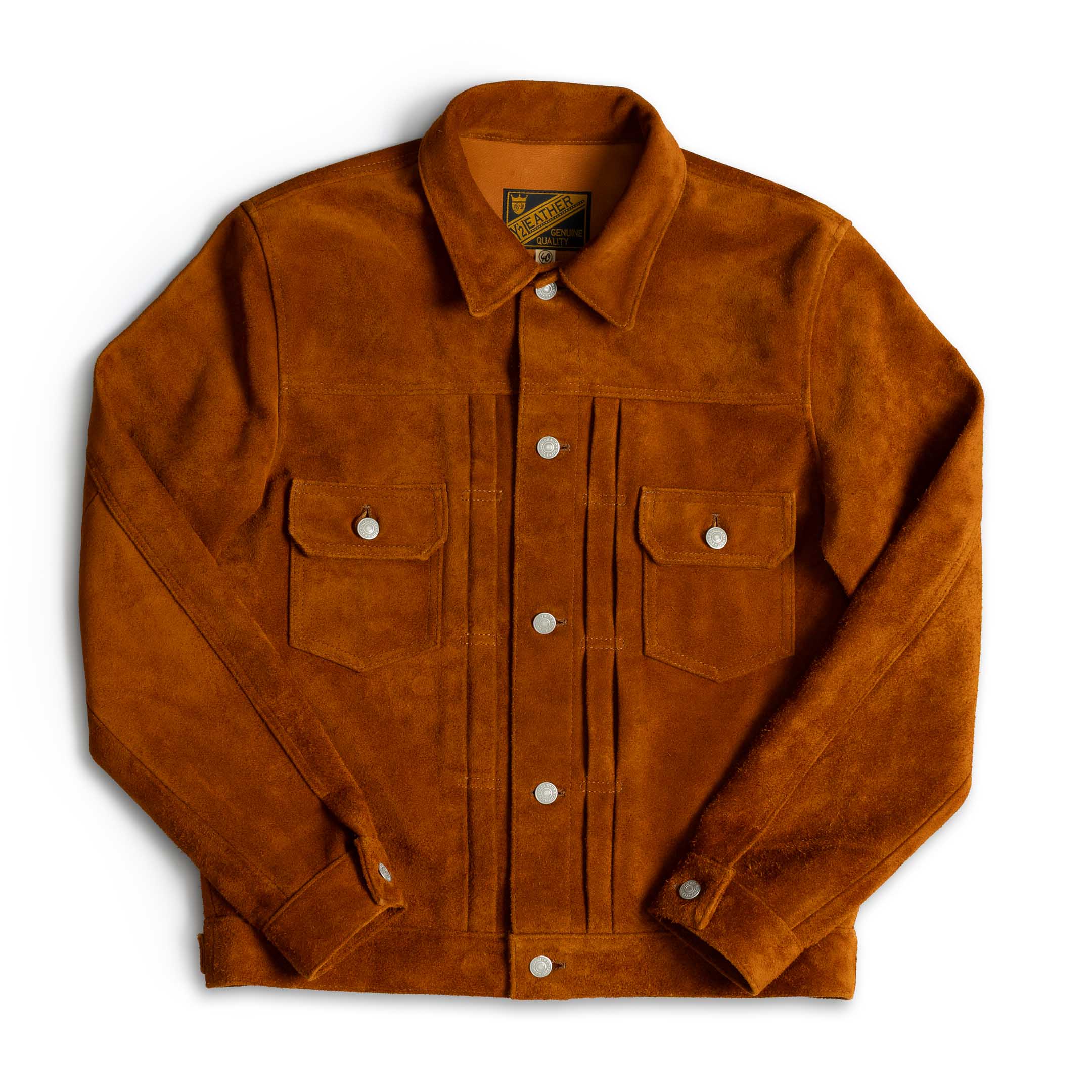 Y'2 Leather TB-141 Steer Roughout 2nd Type Jean Jacket Camel-Leather Jacket-Clutch Cafe-selvage denim-selfedge denim