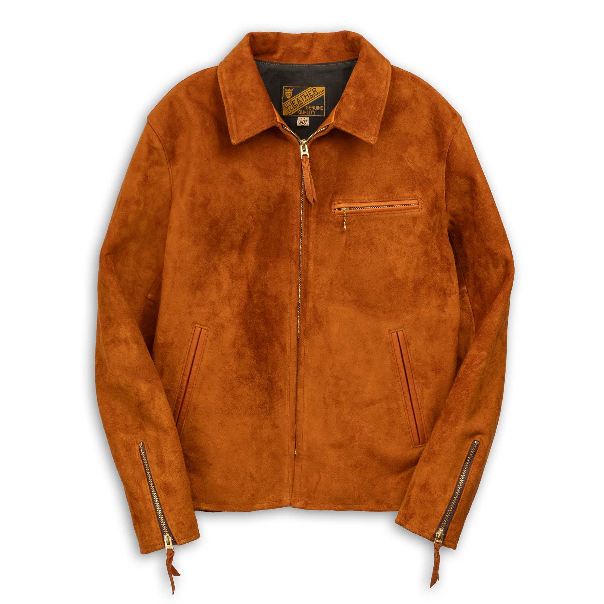 Y'2 Leather TR-65 Steer Roughout Single Riders Jacket Camel