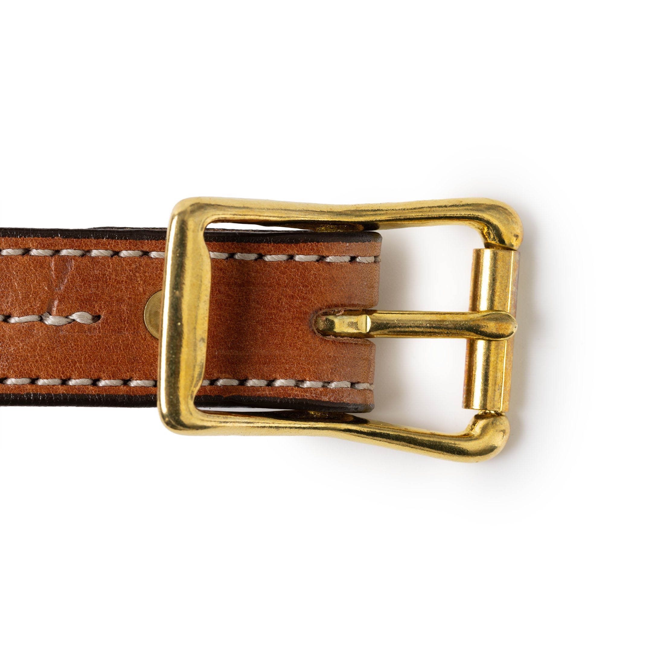 Yuketen 1" Triple Stitch Belt Buck Brown w/Natural Stitch-Belt-Clutch Cafe
