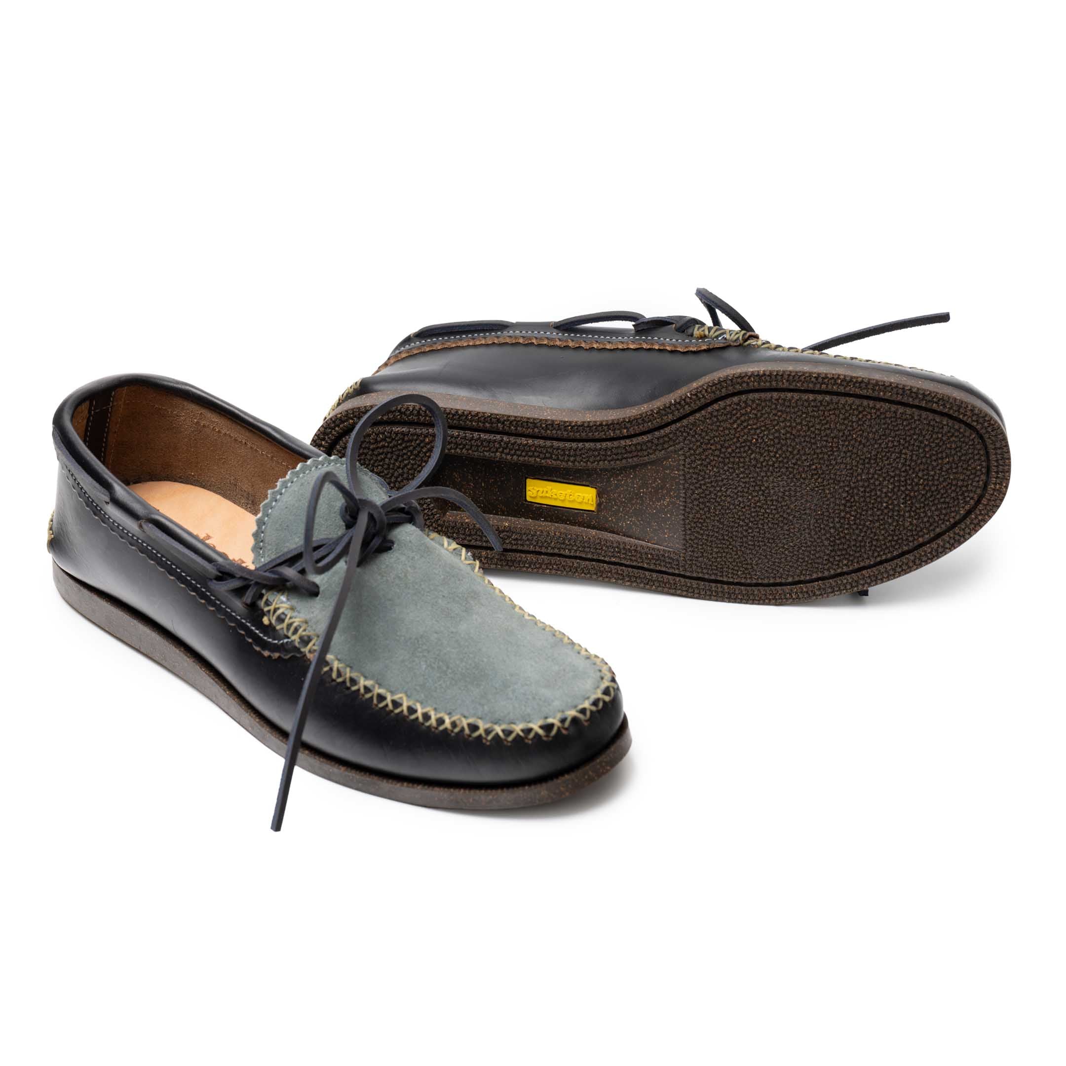 Yuketen Canoe Moc w/ Camp Sole Black x Stone Wash Denim-Shoes-Clutch Cafe