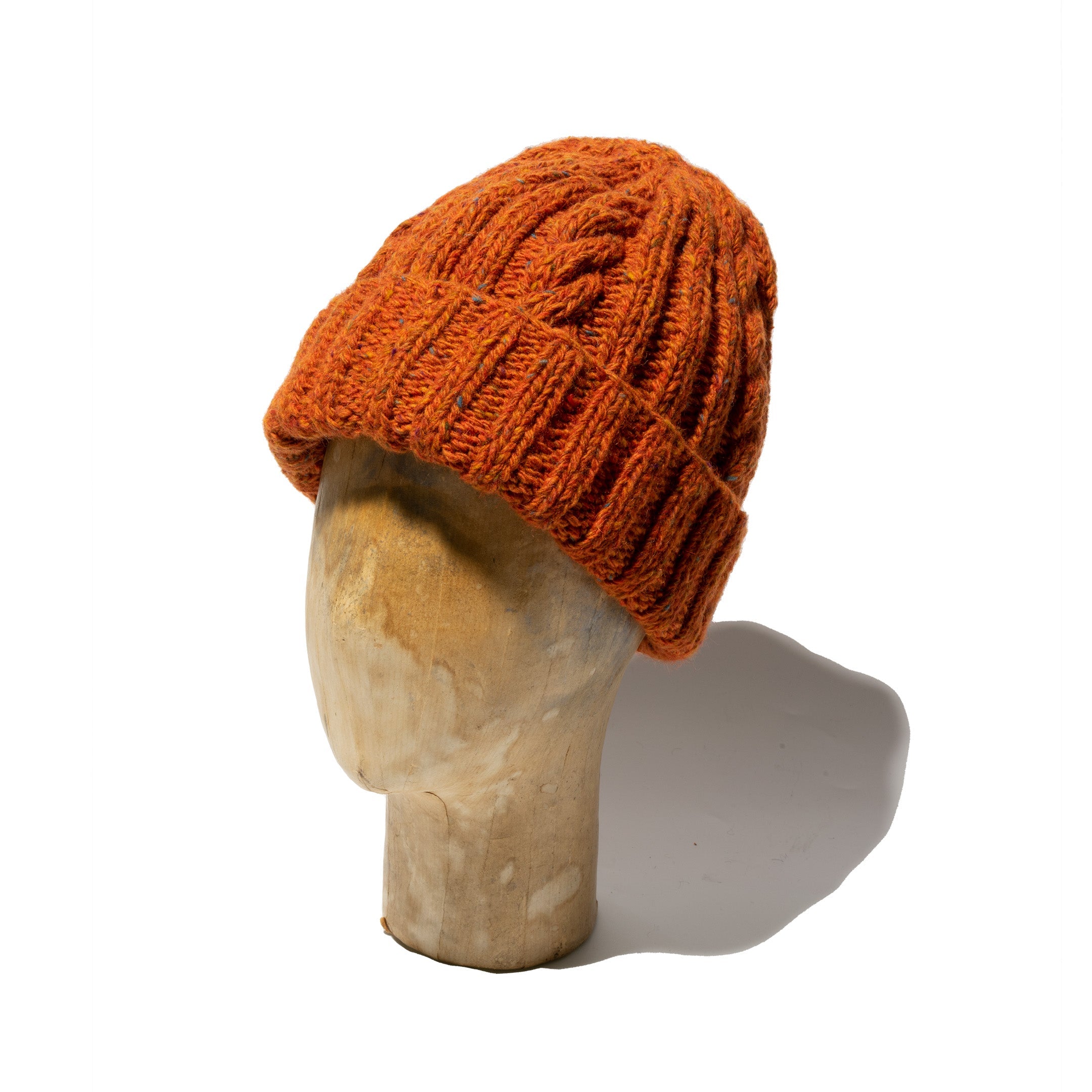 Allevol x Inverallan 22F Rib & Cable Hat Mohair Tweed Blaze-Hat-Clutch Cafe